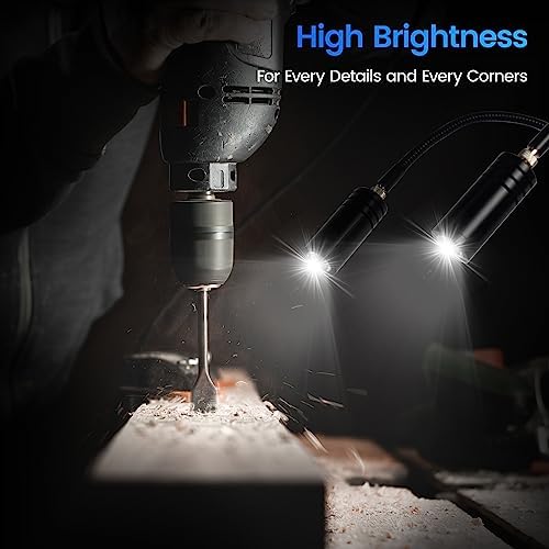 6W Dual LED Gooseneck Microscope Light - 6500K Adjustable Illuminator with Spot Light & 64-LED Ring Light for Stereo Digital Camera, Phone Repair, Soldering & Jewelry Making - Perfect for Precision Work & Detailed Inspection