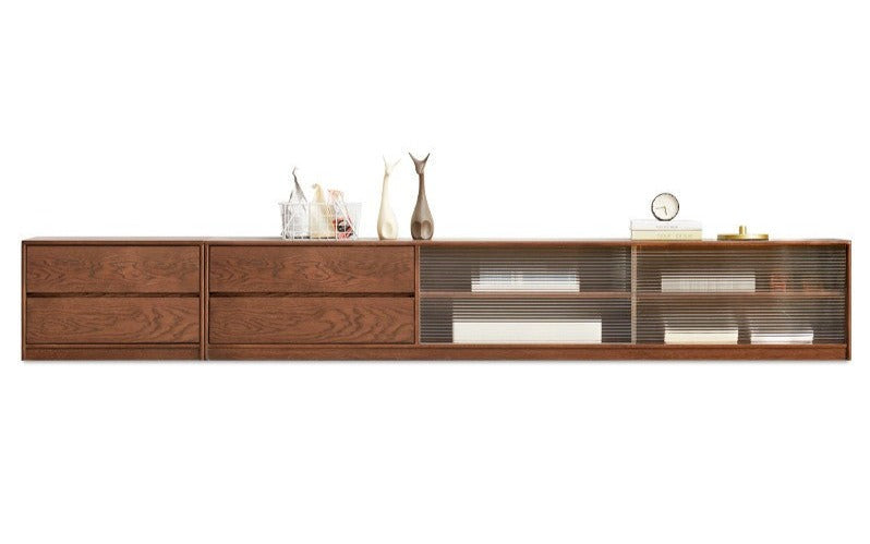 Solid Oak Wood TV Stand with Storage - Modern Entertainment Center for Living Room, Bedroom & Home Theater