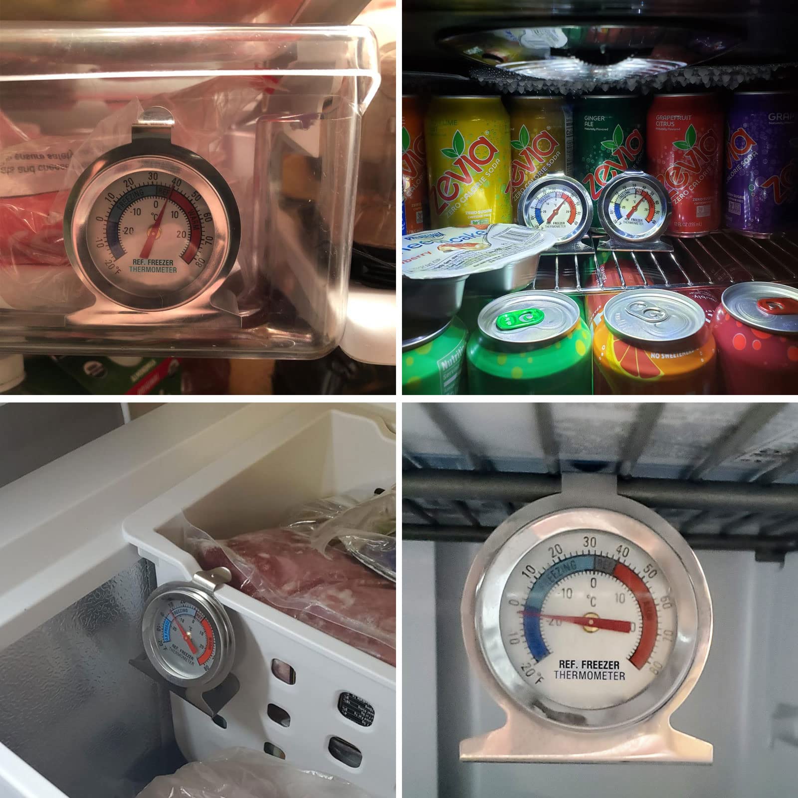 Refrigerator Thermometer - Large Dial Freezer Thermometer (3 Pack) | Accurate Temperature Monitor for Fridge, Freezer & Cooler | Perfect for Food Safety, Home Kitchen & Commercial Use