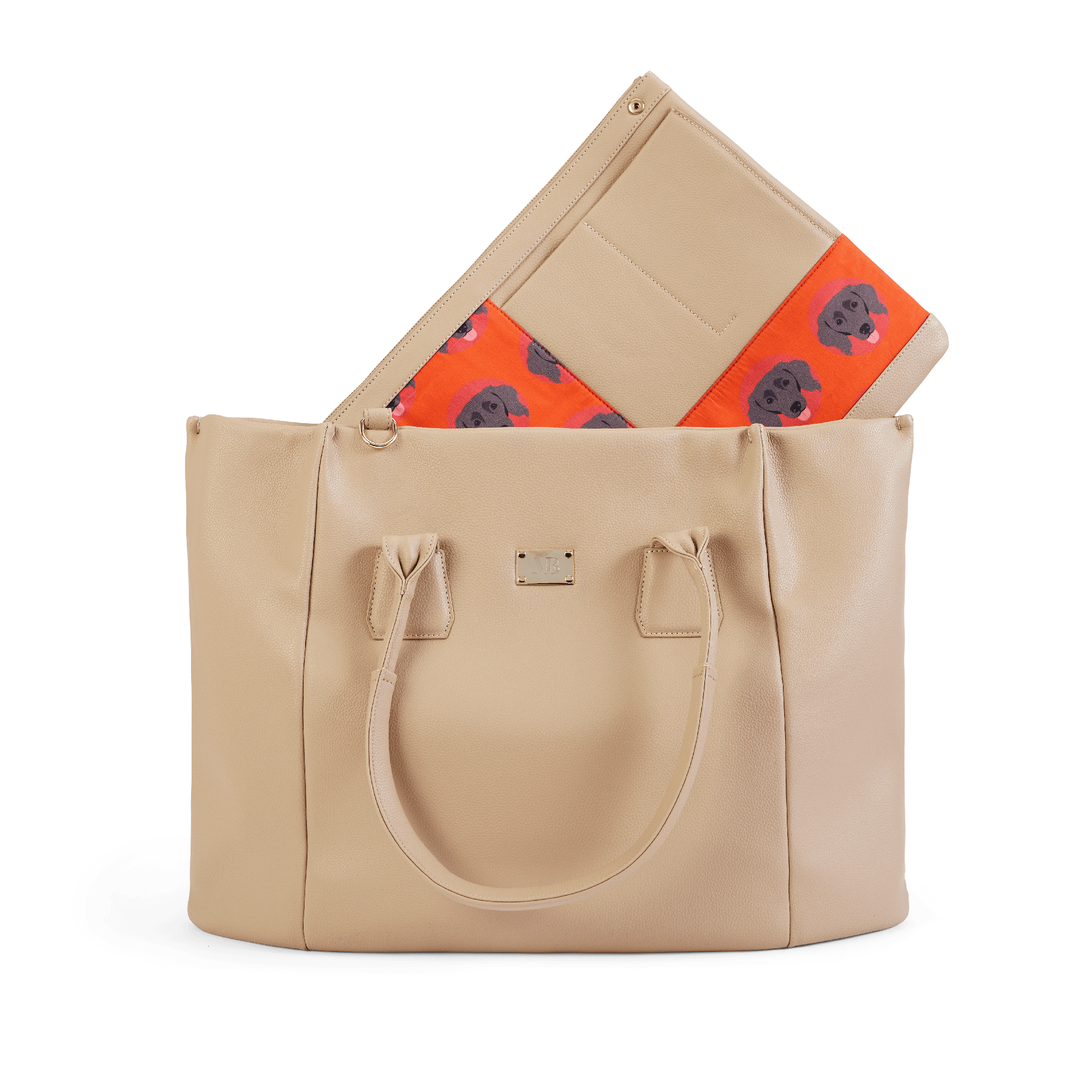 Angel Extra Large Vegan Leather Shopper Tote Bag for Women - Eco-Friendly Beige Handbag for Work, Travel & Everyday Use