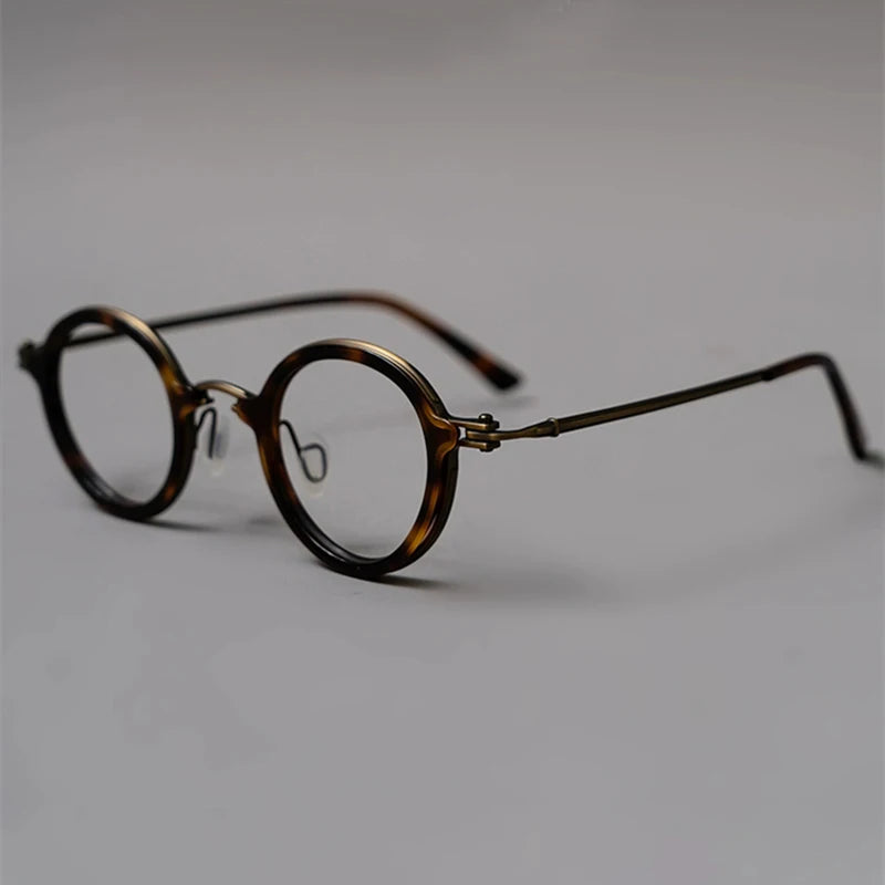 Stylish Unisex Black Titanium Acetate Round Eyeglasses Frame - Lightweight & Durable for Men & Women - Perfect for Reading, Work, and Everyday Fashion