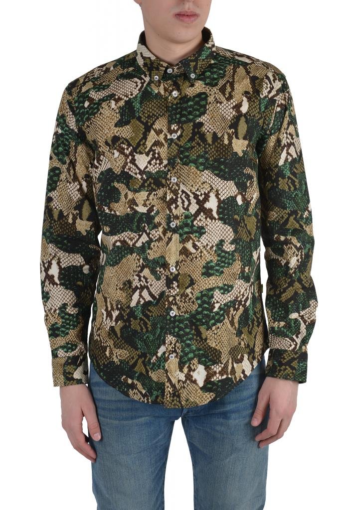 MSGM Men's Animal Print Long Sleeve Dress Shirt - Colorful Casual Button Down Shirt for Men, US Size 15.75 (IT 40) - Perfect for Office, Party & Date Night Outfits