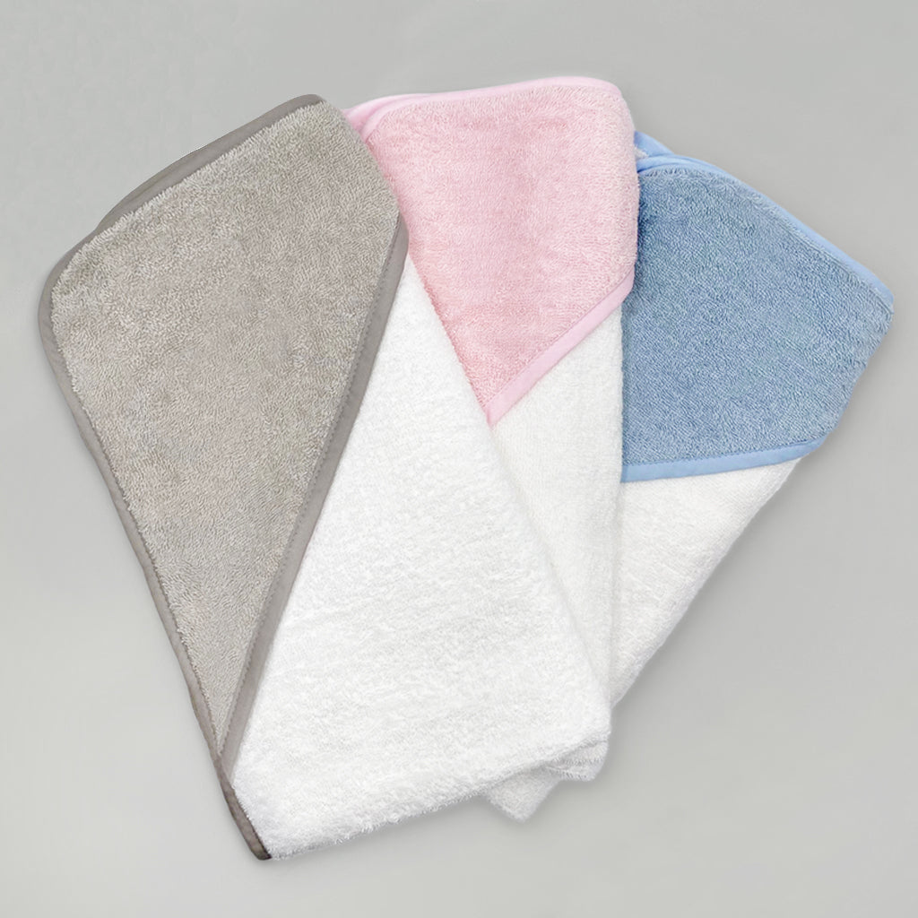 Soft Hooded Baby Towel Set - Welcome Baby Clothes & Posy Blue Cotton Newborn Gift - Perfect for Showers, Baptisms & First Photos