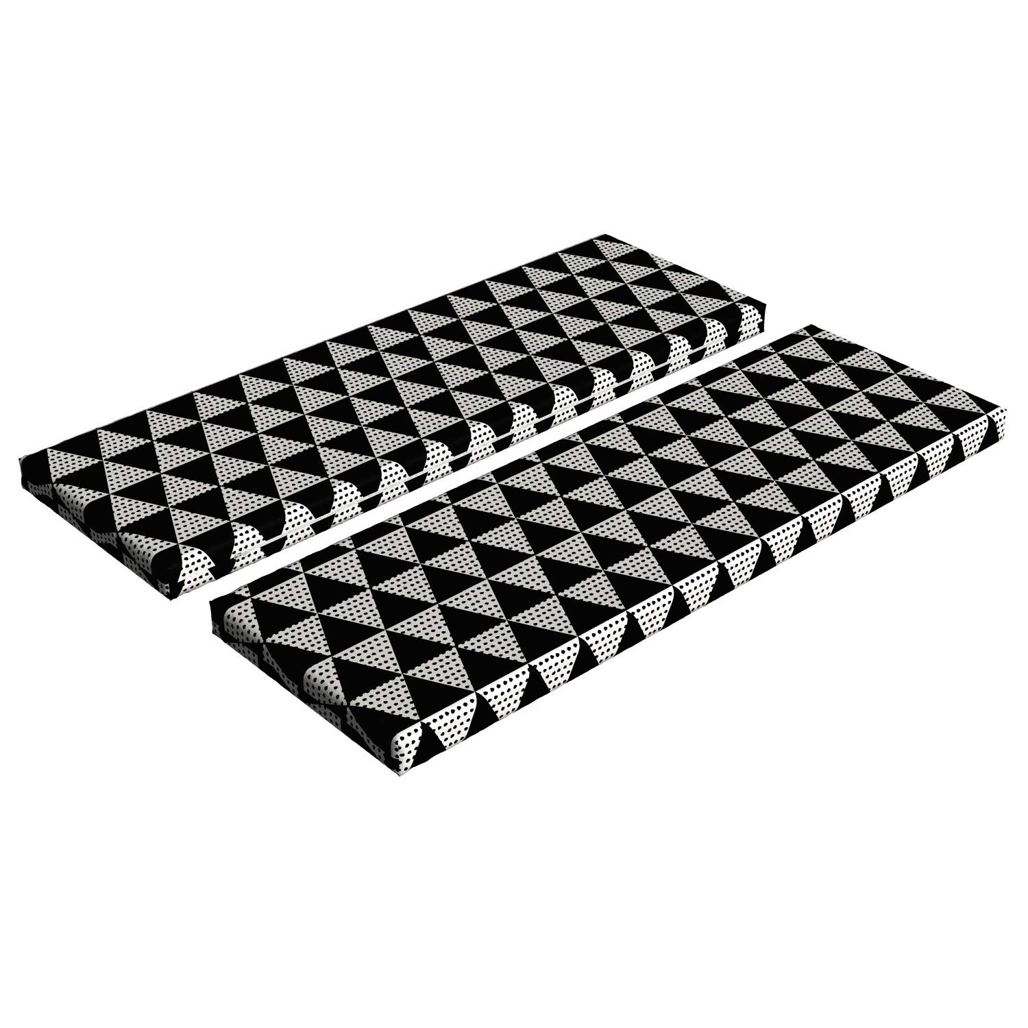 Ambesonne Nordic Bench Cushion Set of 2 - Modern Monochrome Geometric Minimalist Design with Triangles & Dots - 45