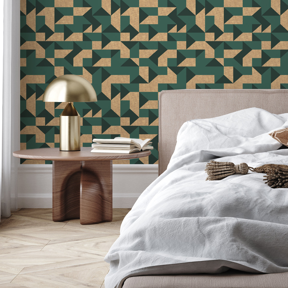 Guby Cubes Gold Wallpaper - Self-Adhesive Peel and Stick Wallpaper for Home Decor, Bedroom, Living Room, Office - Easy to Install & Removable