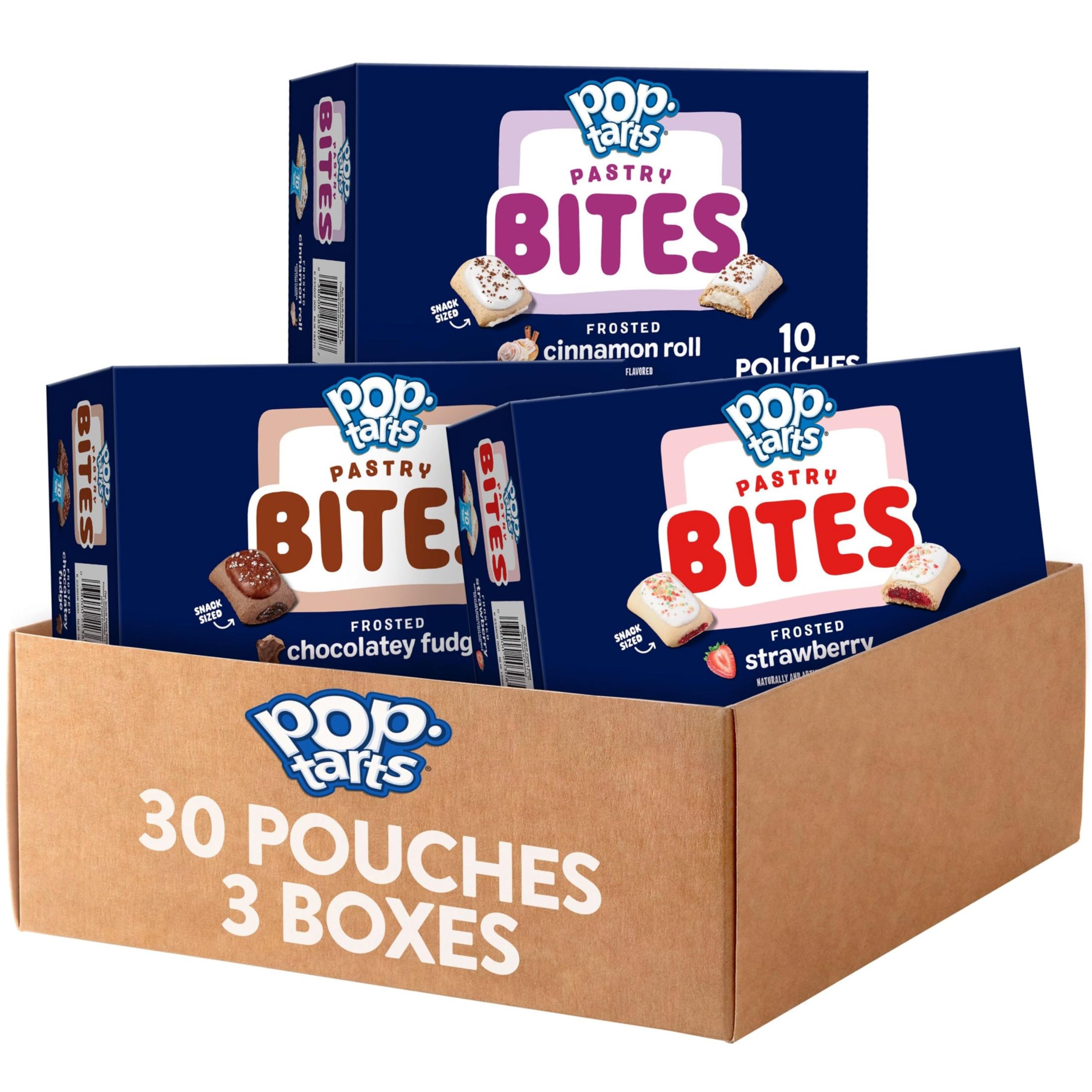 Pop-Tarts Baked Pastry Bites Variety Pack - 3 Boxes (30 Pouches) | Kids Snacks, School Lunch, Breakfast On-The-Go | Perfect for Classrooms, Road Trips & After-School Treats