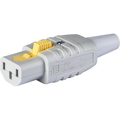 3-Prong V Lock IEC Appliance Plug C13/F - Grey Power Cord Connector for 3 x 1.5m 14AWG Square Wire (10mm Type) - Perfect for Servers, Computers & Office Equipment