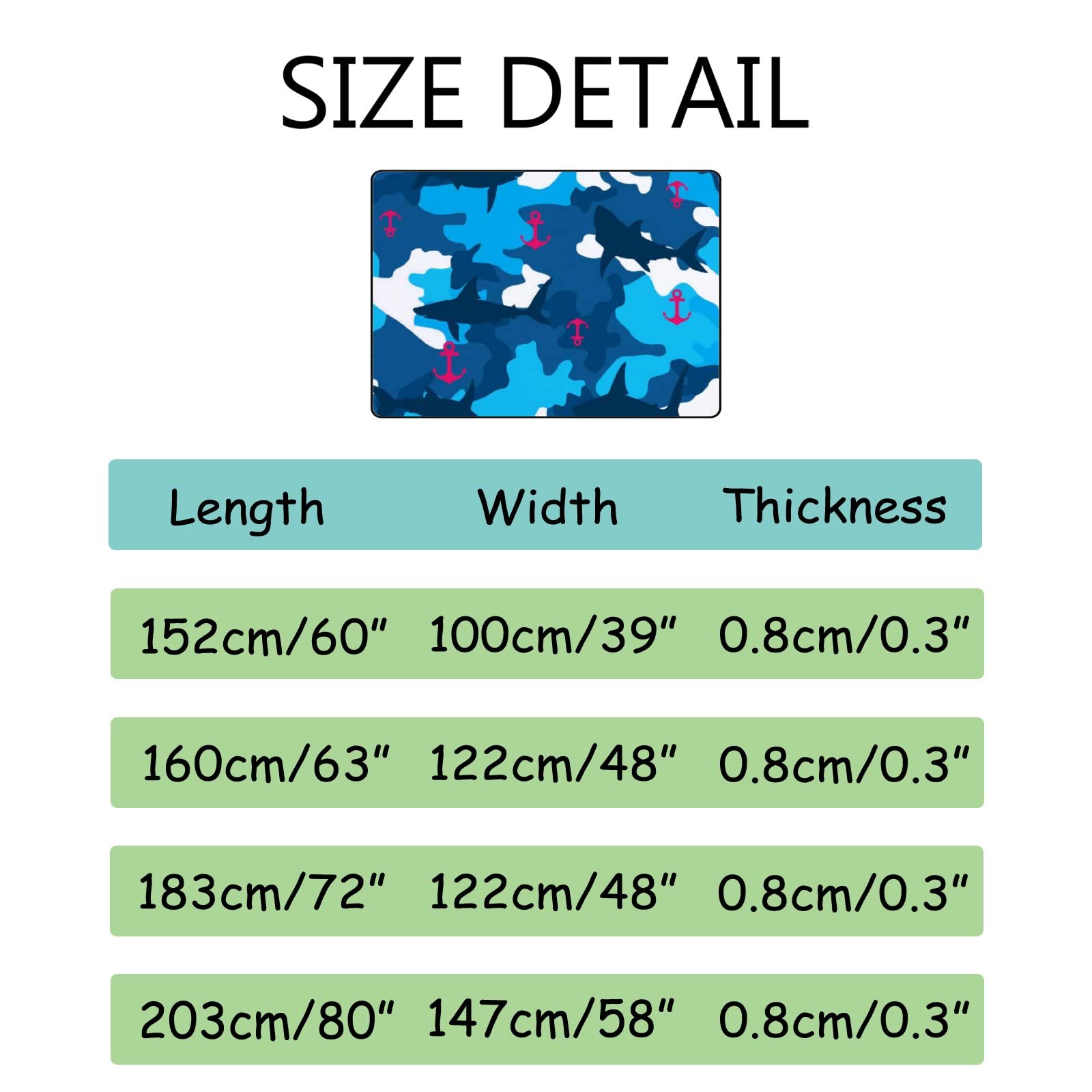 Non-Slip Shark Anchor Pattern Large Area Rug 60x39 Inch - Soft Floor Carpet for Living Room, Bedroom, Nursery & Playroom | Perfect for Kids Play Area, Yoga & Home Decor