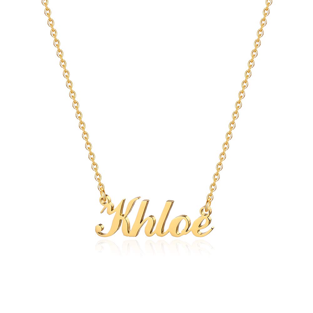Custom Name Necklace Personalized - 18K Gold Plated Monogram Name Necklace for Women, Girls, Kids & Teens | Elegant Gift for Birthday, Anniversary & Valentine's Day