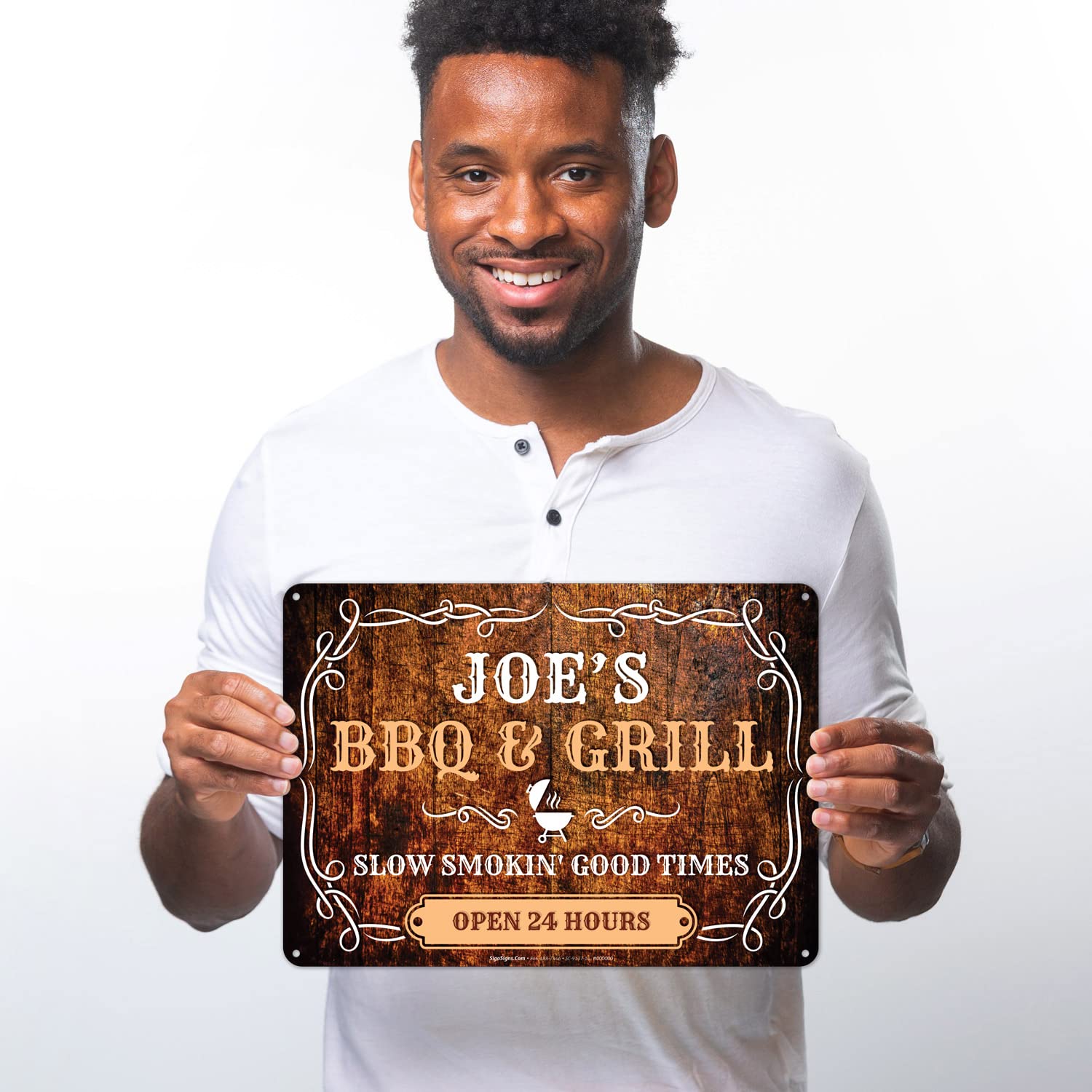 Custom Personalized BBQ Grill Sign - Rustic Indoor/Outdoor Gift - 10x14 Inches ACM Metal - Fade Resistant - Made in USA - Perfect for Backyard Decor, Housewarming Gifts & Outdoor Entertaining