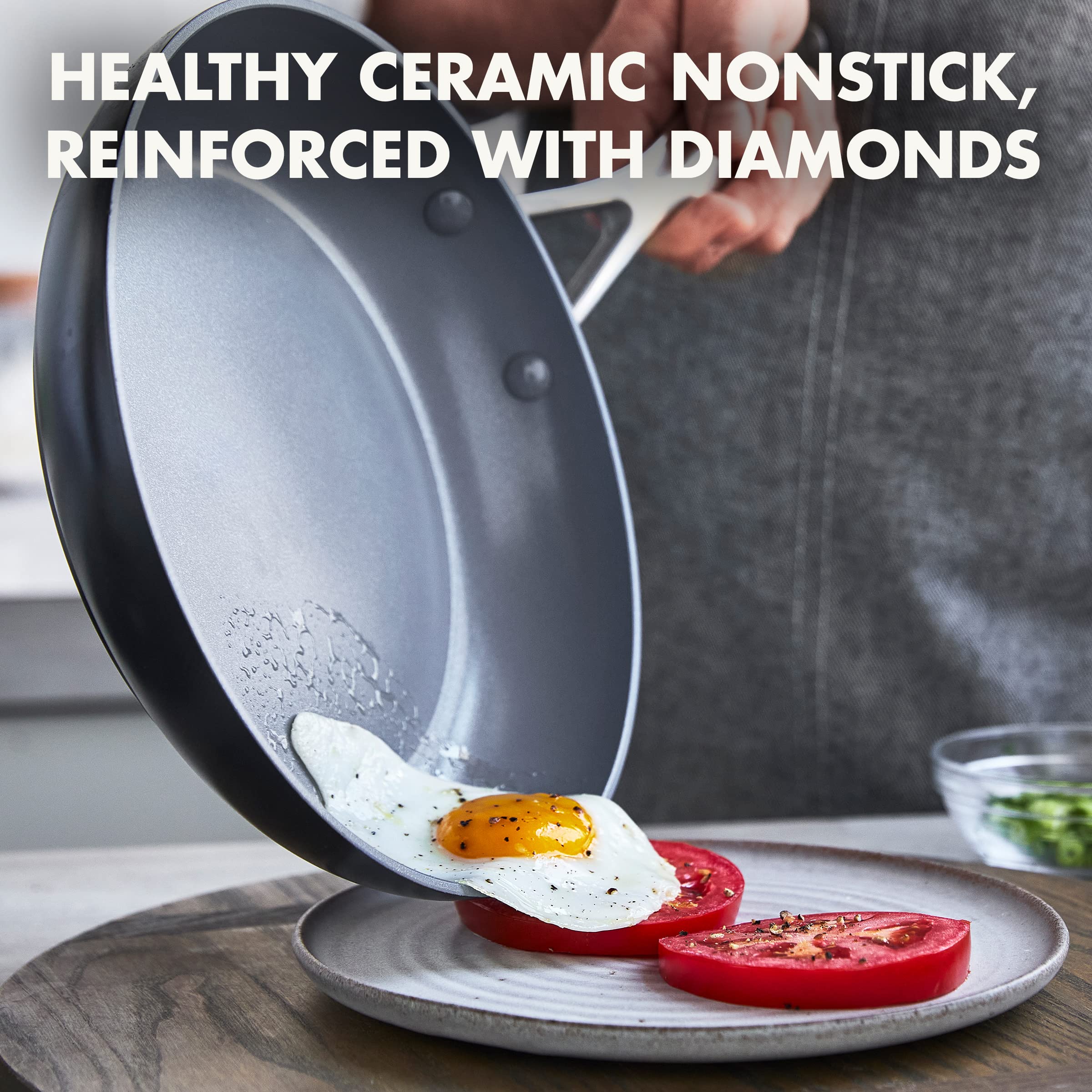 GreenPan Valencia Pro 10-Inch Nonstick Skillet with Lid - PFOA & PFAS-Free Ceramic Coating, Hard Anodized Induction Cookware - Oven & Dishwasher Safe (600°F) - Perfect for Healthy Cooking, Frying & Baking - Ideal for Home Chefs & Family Meals