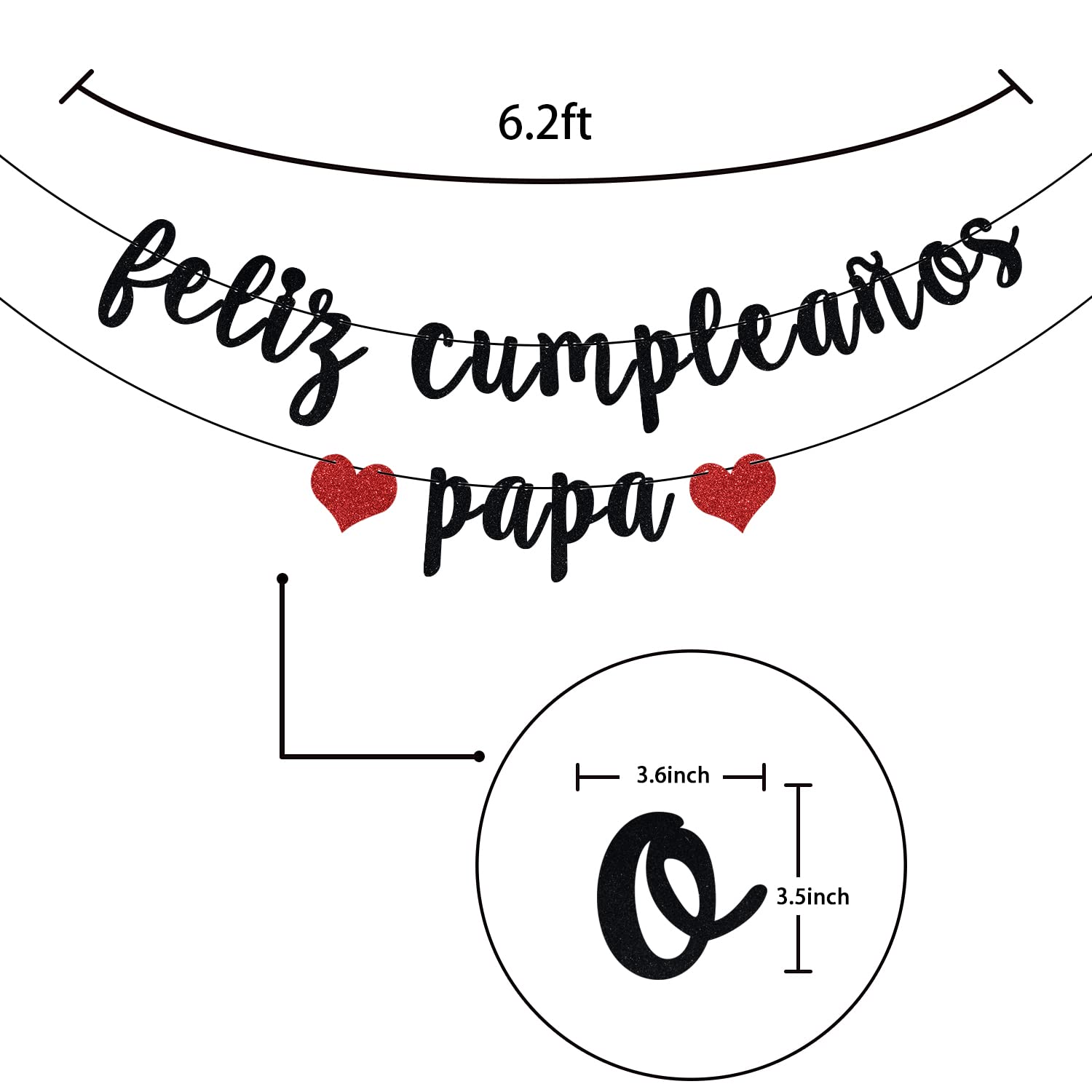 Black Glitter Happy Birthday Dad Banner - Fiesta Theme Party Decorations for Father's Day & Dad Birthday Celebrations - Perfect for Home, Office & Surprise Party Decor