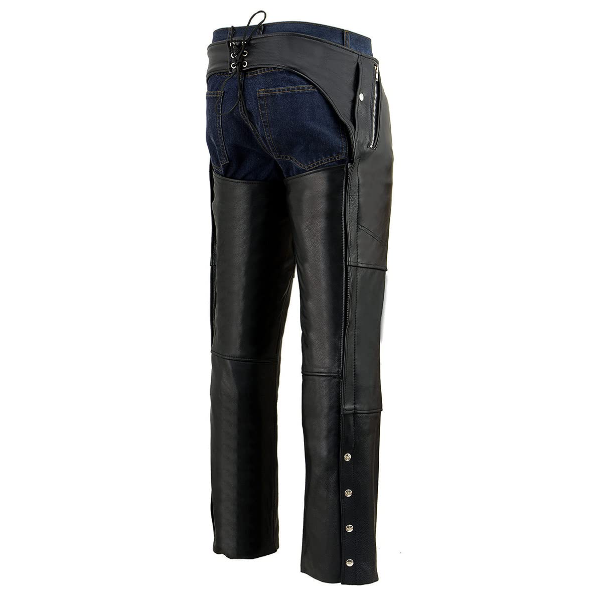 Milwaukee ML1191 Premium Black Leather Motorcycle Chaps for Men - Thermal Lined Snap-Out Design | Riding Gear for Cold Weather & Long Distance Trips