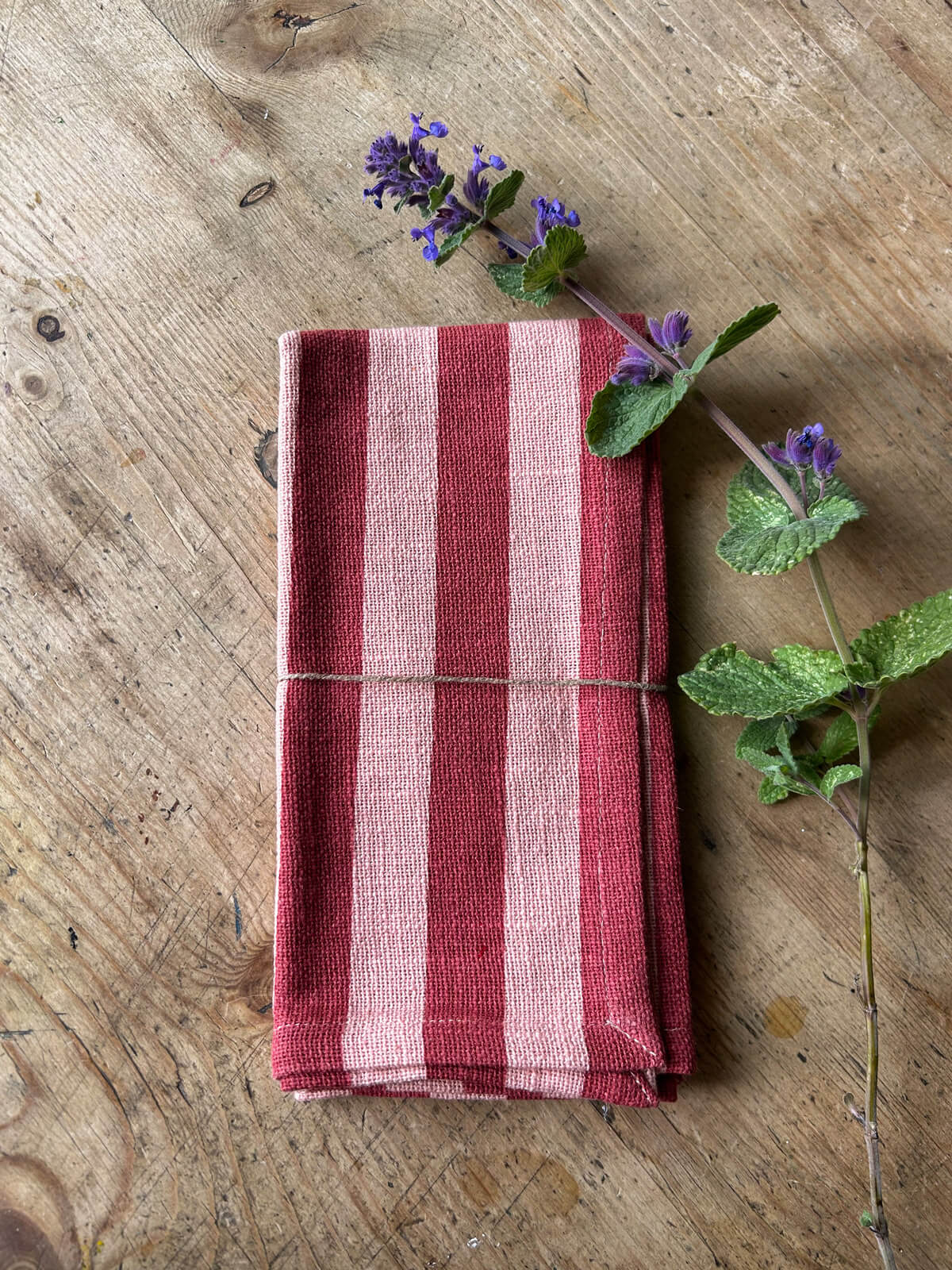 Jaipur Stripe Napkins - Set of 4 Premium Cotton Dinner Napkins in Pomegranate Red, Perfect for Fine Dining, Holiday Tablescapes & Elegant Home Decor