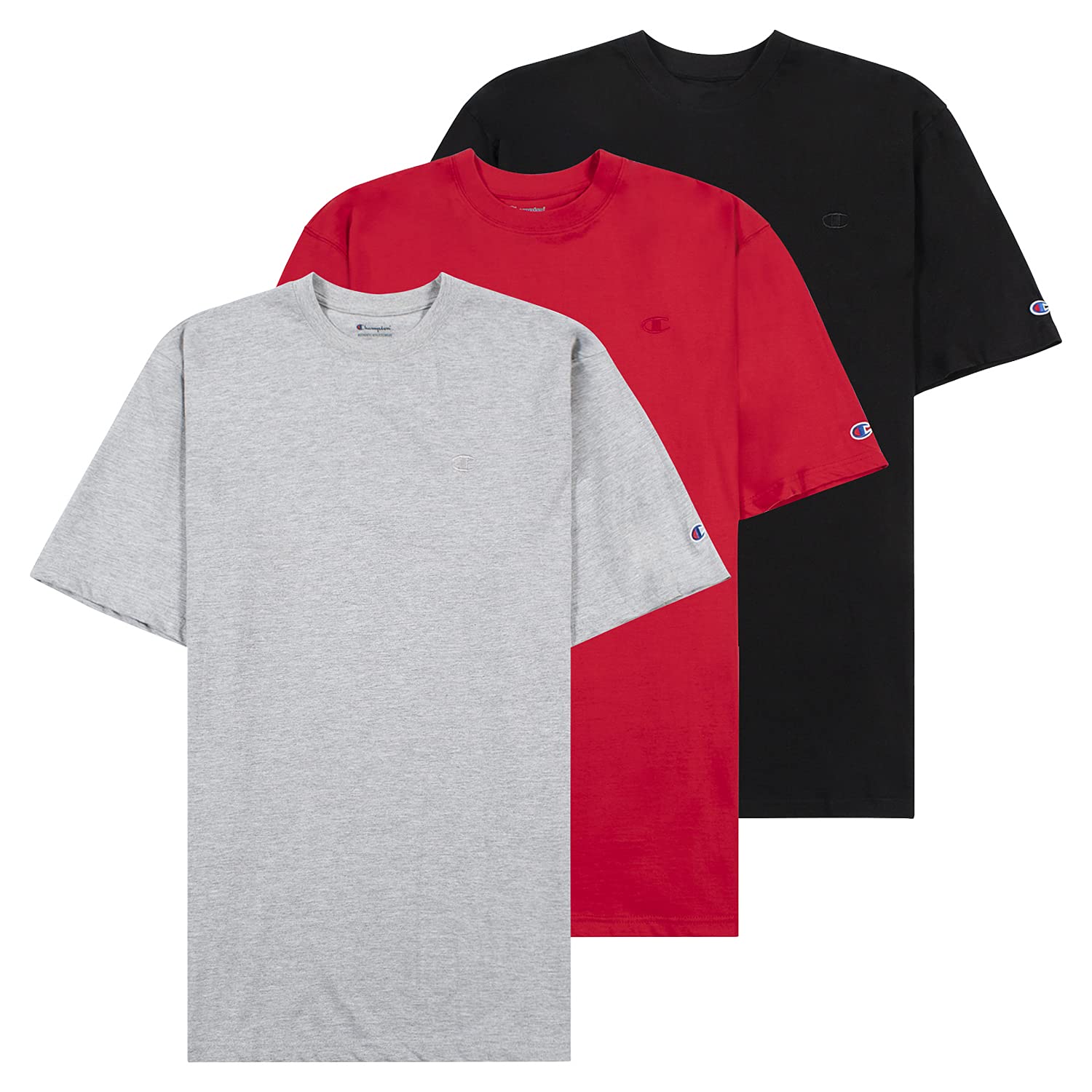 Champion Big and Tall T-Shirts for Men - 3 Pack 100% Cotton Comfort Fit Crew Neck Tees for Casual Wear, Workout & Lounge