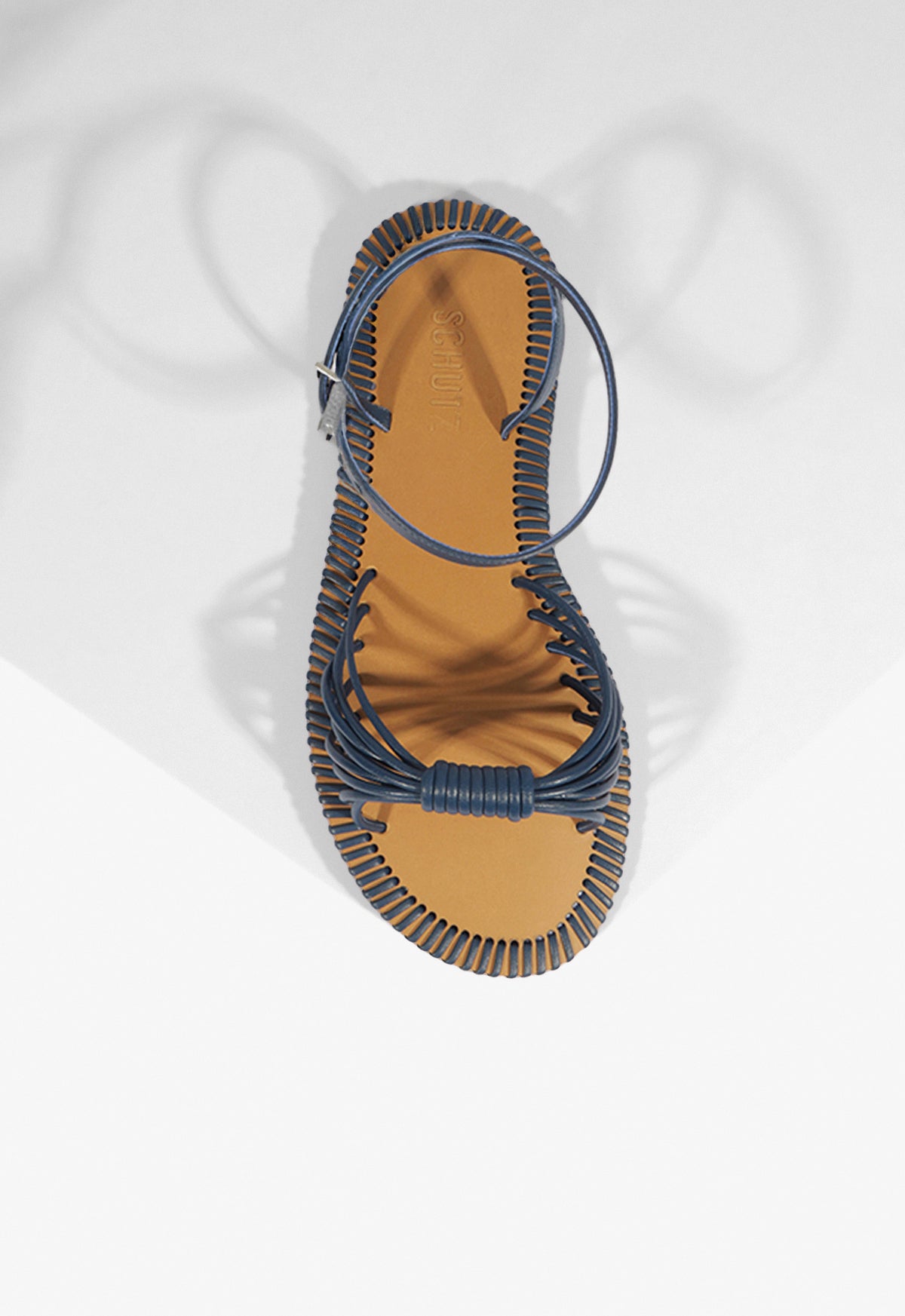 Livia Blue Leather Flat Sandals for Women - Comfortable Casual Summer Shoes for Beach, Walking & Outdoor Activities