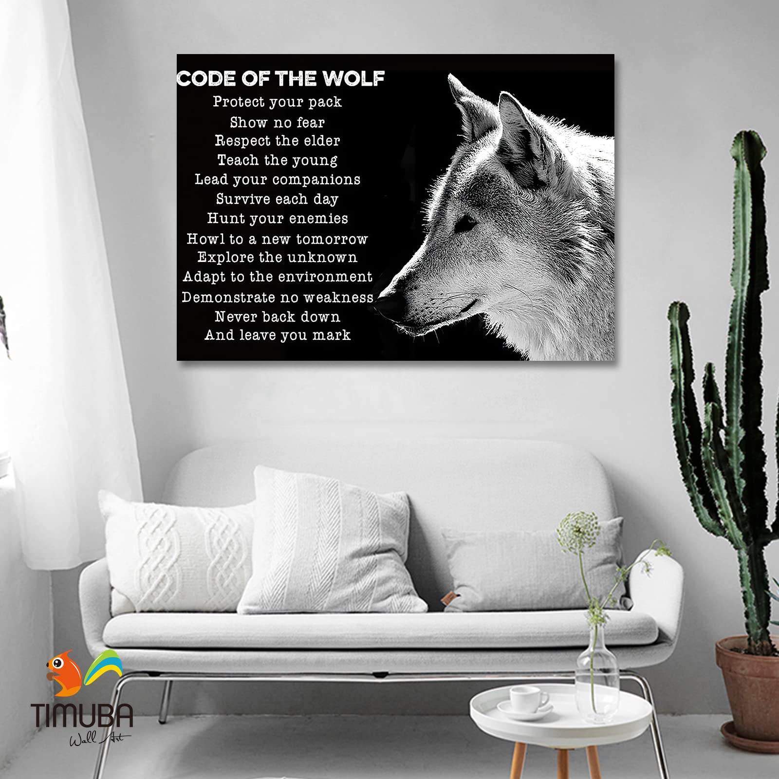 Inspirational Wall Art Canvas - Motivational Office & Home Decor with Positive Quotes, Wolf Design, Modern Framed Artwork (32x48 Inches) - Perfect for Living Room, Bedroom & Workspace
