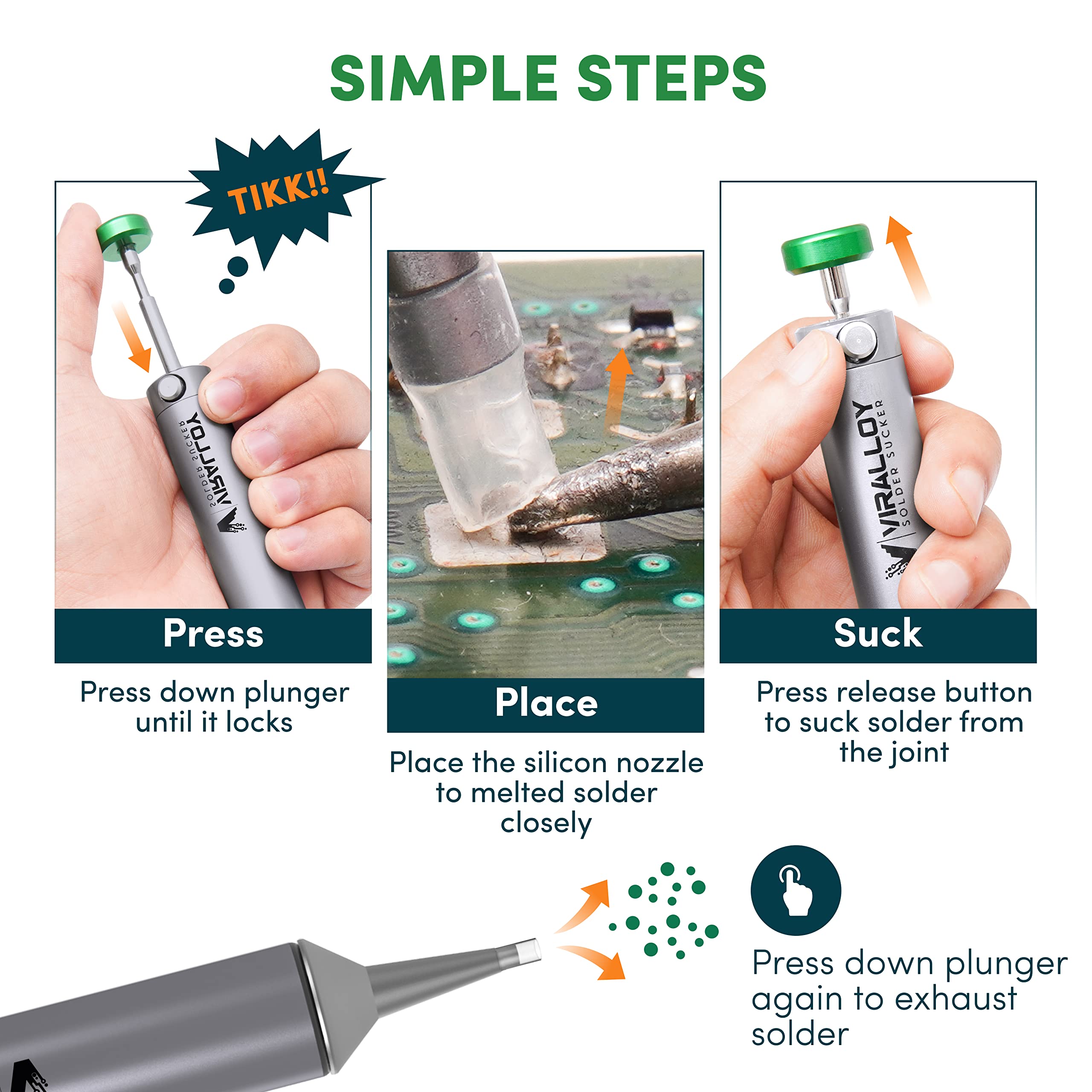 High-Quality Solder Sucker Tool & No Clean Solder Wick - Professional Desoldering Pump & Braid for Electronics Repair, DIY Projects, and PCB Maintenance
