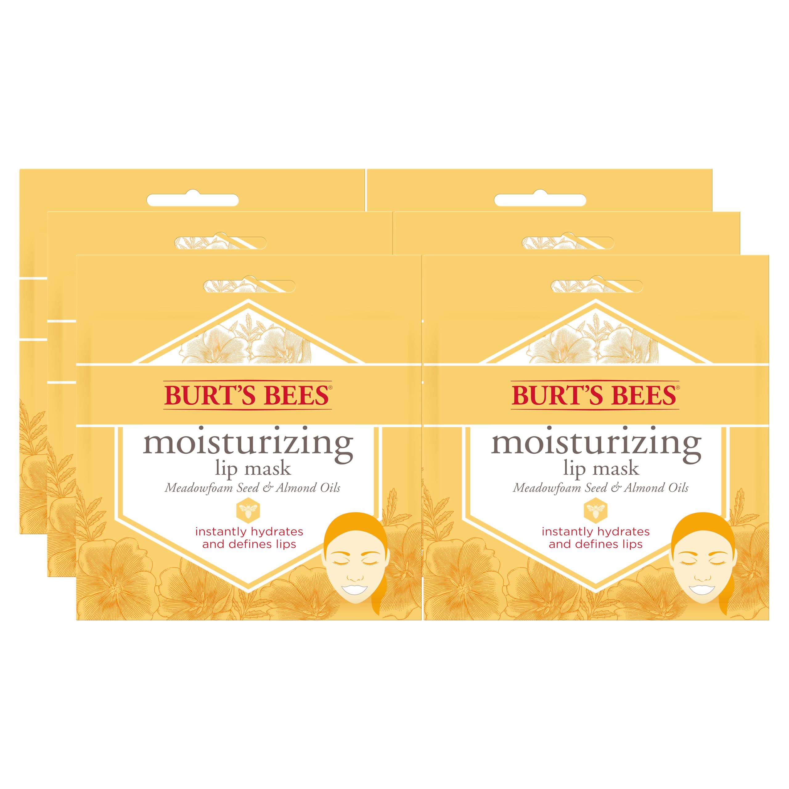 Burt's Bees 100% Natural Moisturizing Lip Mask - Hydrating & Conditioning Lip Care for Dry Lips (6 Count) | Perfect for Overnight Treatment, Winter Lip Care & Daily Nourishment