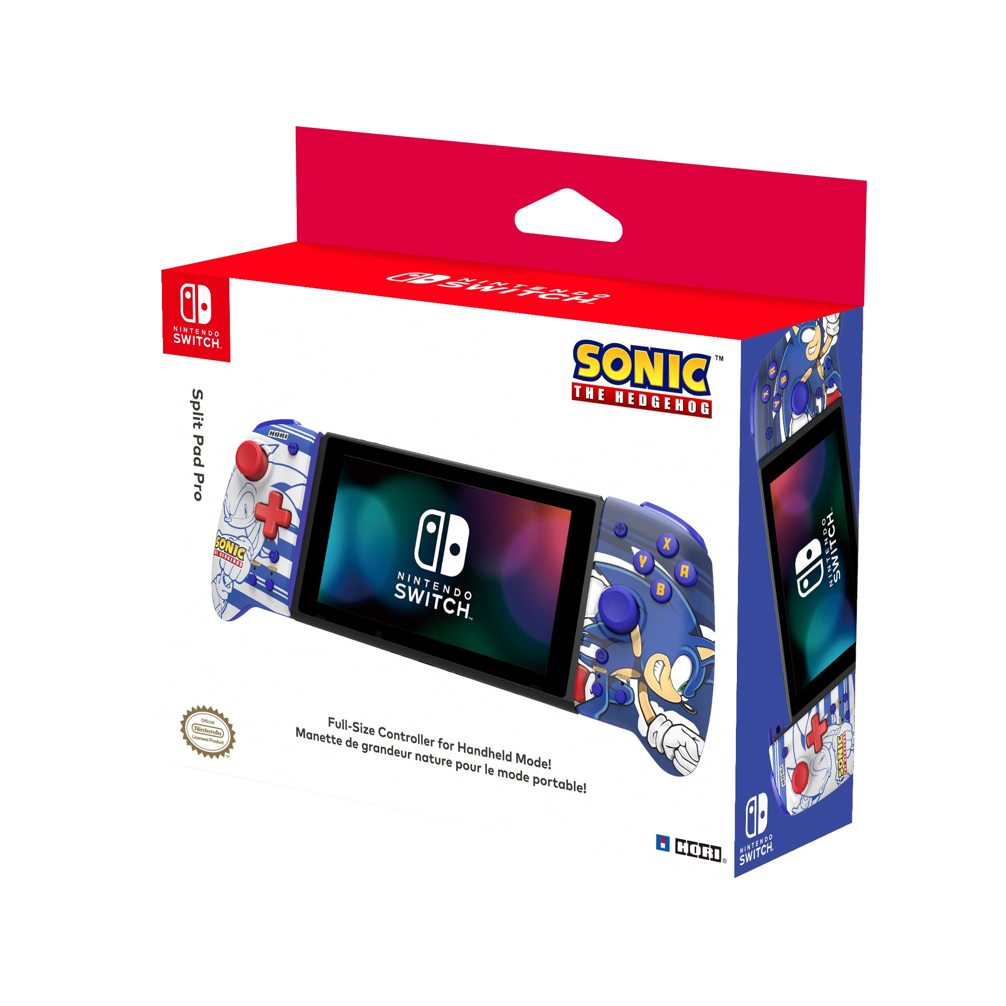 HORI Split Pad Pro (Sonic) Ergonomic Controller for Nintendo Switch - Officially Licensed by Nintendo & Sega - Comfortable Handheld Gaming for Long Sessions - Perfect for Travel, Commuting & Home Play