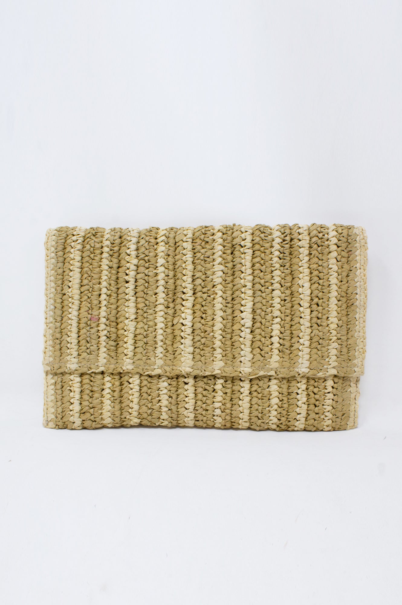 Amalfi Raffia Stripe Clutch Handbag - Natural/Taupe Woven Straw Purse for Women | Perfect for Beach Vacation, Summer Outings & Boho Fashion Accessories