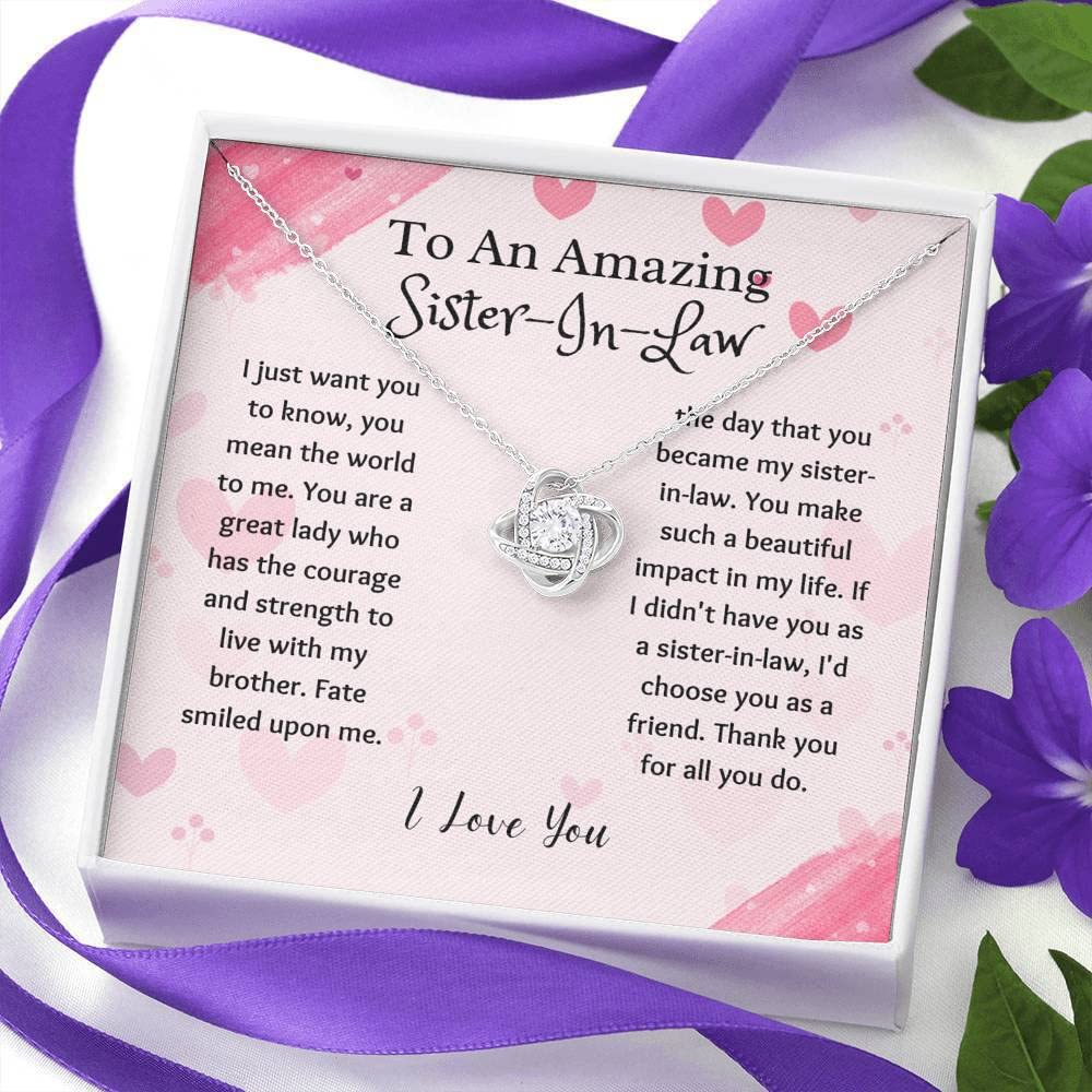 Love Knot Necklace for Sister-in-Law - Personalized Jewelry Gift for Future Sister-in-Law, Bonus Sister, Bride & Wedding - Perfect for Anniversaries, Bridal Showers & Special Occasions