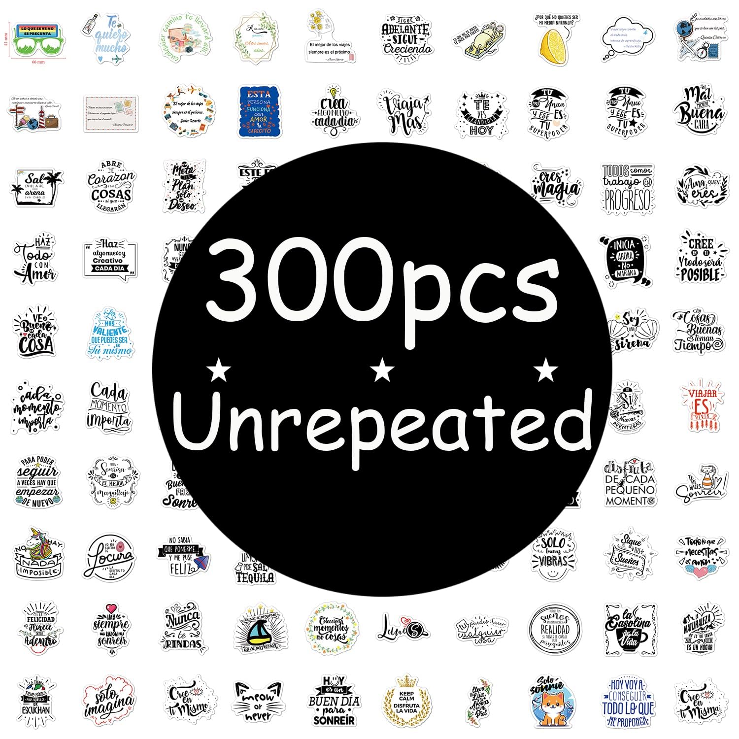 300pcs Spanish Inspirational Stickers for Teachers & Students - Motivational Decals with Positive Quotes - Perfect for Journals, Scrapbooks, Vision Boards & Classroom Decor