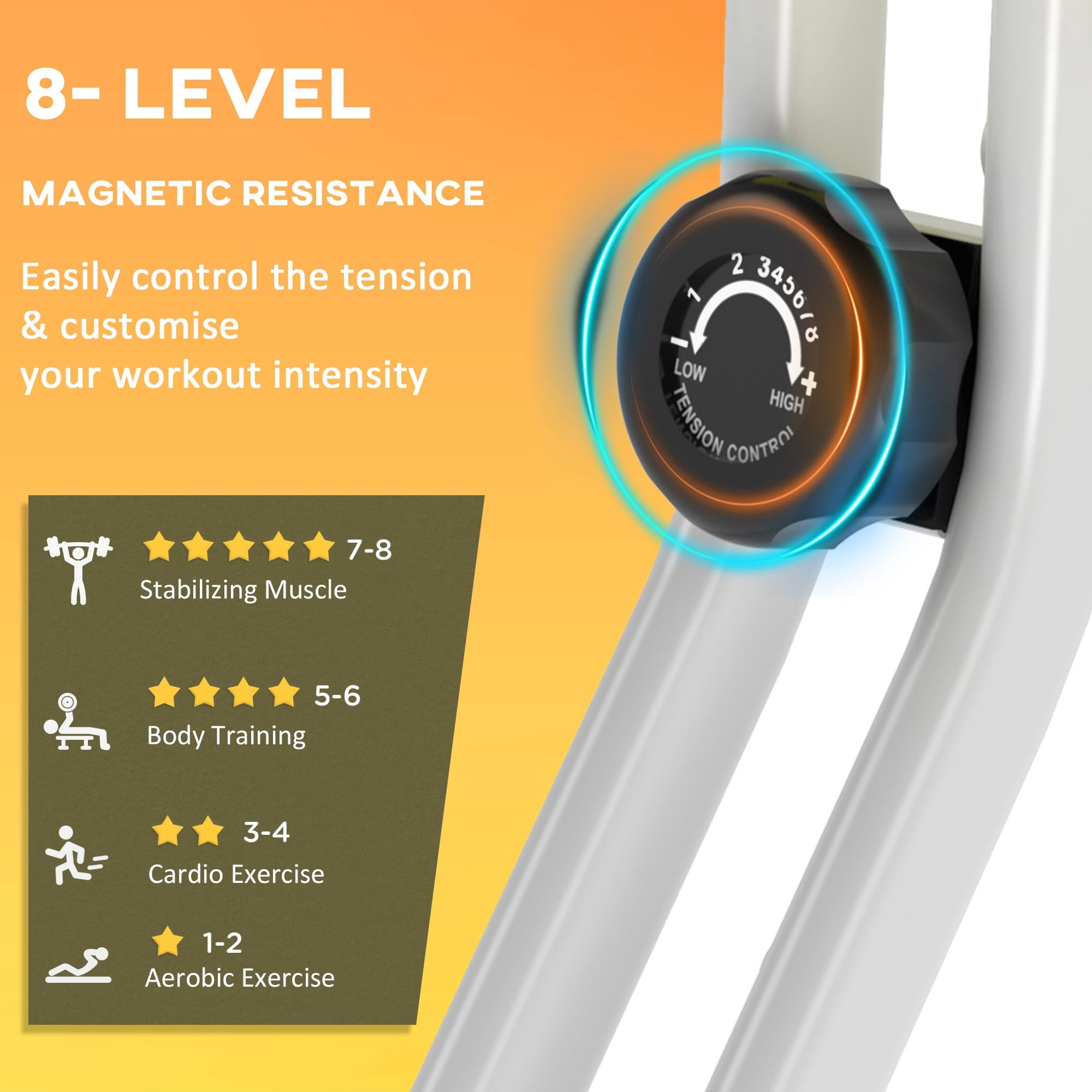 Soozier Foldable Upright Exercise Bike - 8-Level Magnetic Resistance Indoor Cycling Bike for Home Gym, Cardio & Aerobic Workout | Perfect for Small Spaces, Apartment Fitness & Full-Body Training