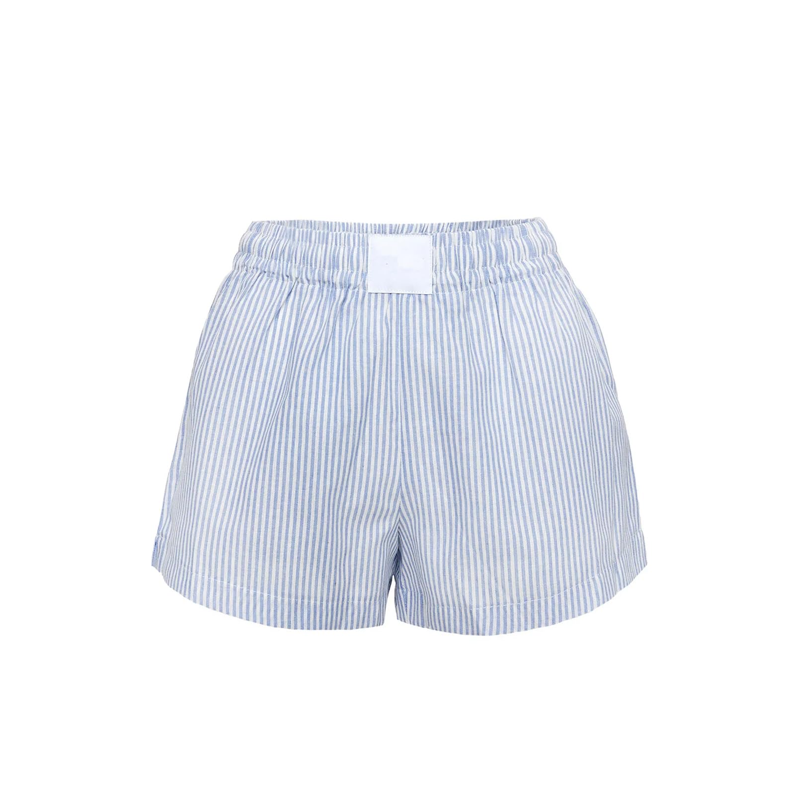 Y2K Women's Cute Striped Boxer Shorts - Elastic Waist Pajama Shorts & Sleepwear Bottoms - Checkered Lounge Shorts for Home, Vacation & Sleepovers