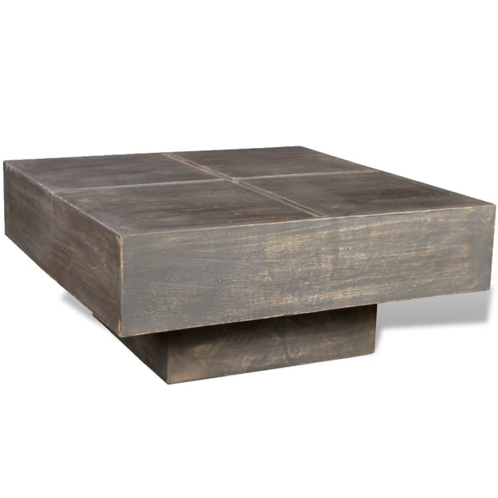 Solid Mango Wood Coffee Table - Natural Brown/Dark Brown Finish - Rustic Living Room Side Table for Home Decor & Lounge Furniture - Perfect for Living Spaces, Family Rooms & Coffee Shops