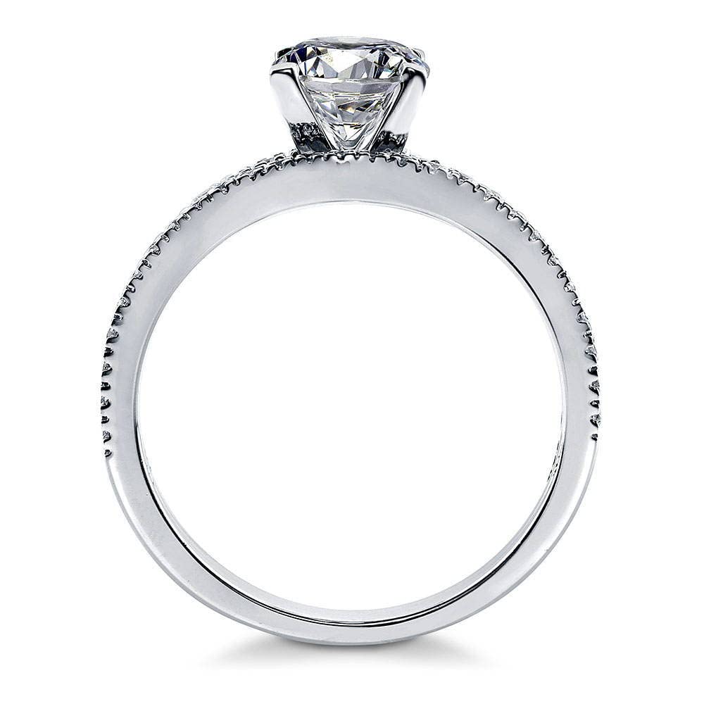 BERRICLE Sterling Silver 1 Carat Round Cut Cubic Zirconia Solitaire Engagement Ring & Wedding Band Set for Women - Rhodium Plated Size 4-10 - Perfect for Proposals, Anniversaries & Romantic Gifts
