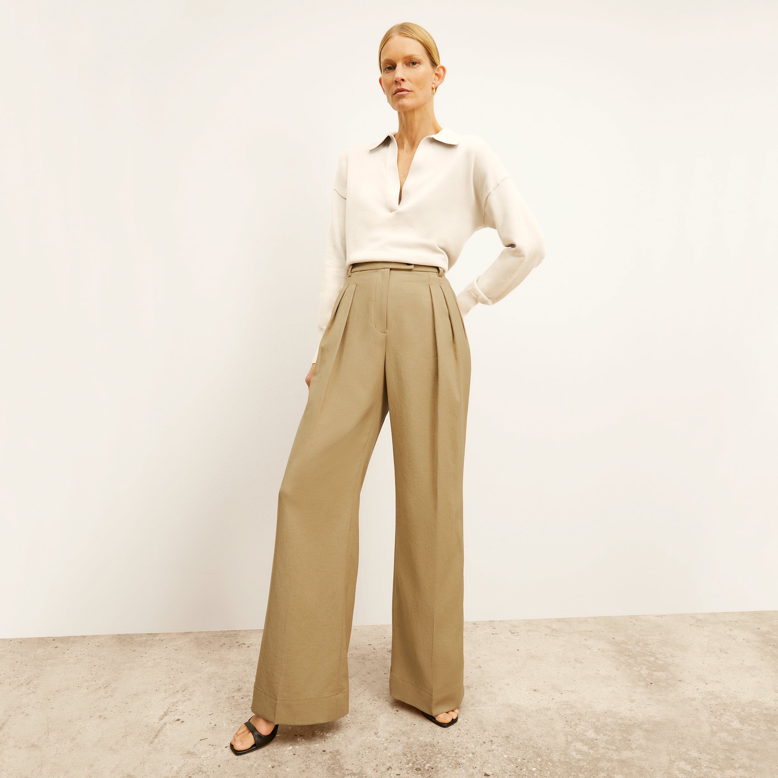Bia Pleated Air Twill Trousers for Women - Comfortable Macaroon Color Office Pants | Perfect for Business Casual & Workwear Outfits