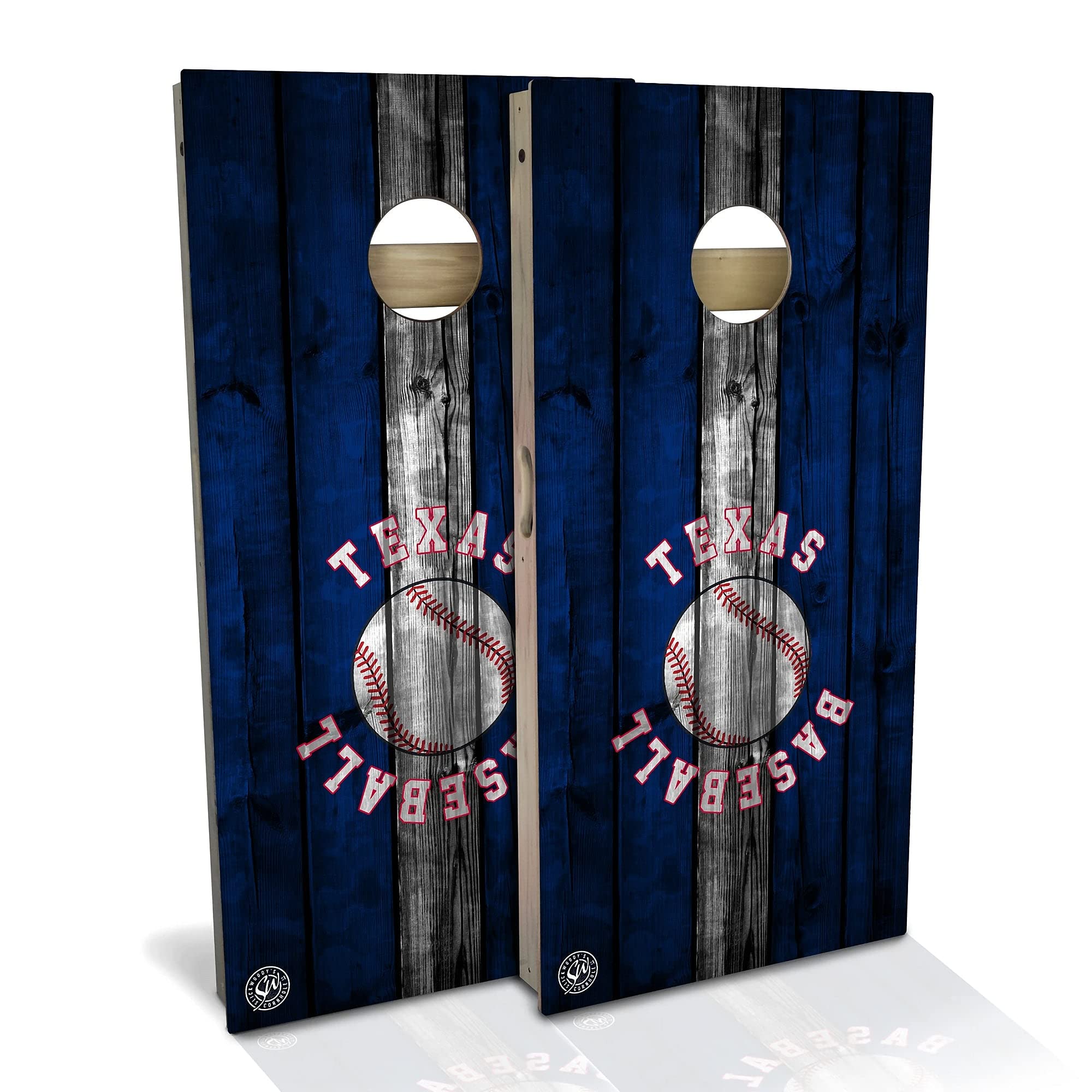 Texas City Themed Cornhole Game Set – Premium Wooden Boards & 8 Bean Bags – Outdoor Lawn Games for Backyard, Tailgating, and Parties (Multiple Sizes & Accessories Included)