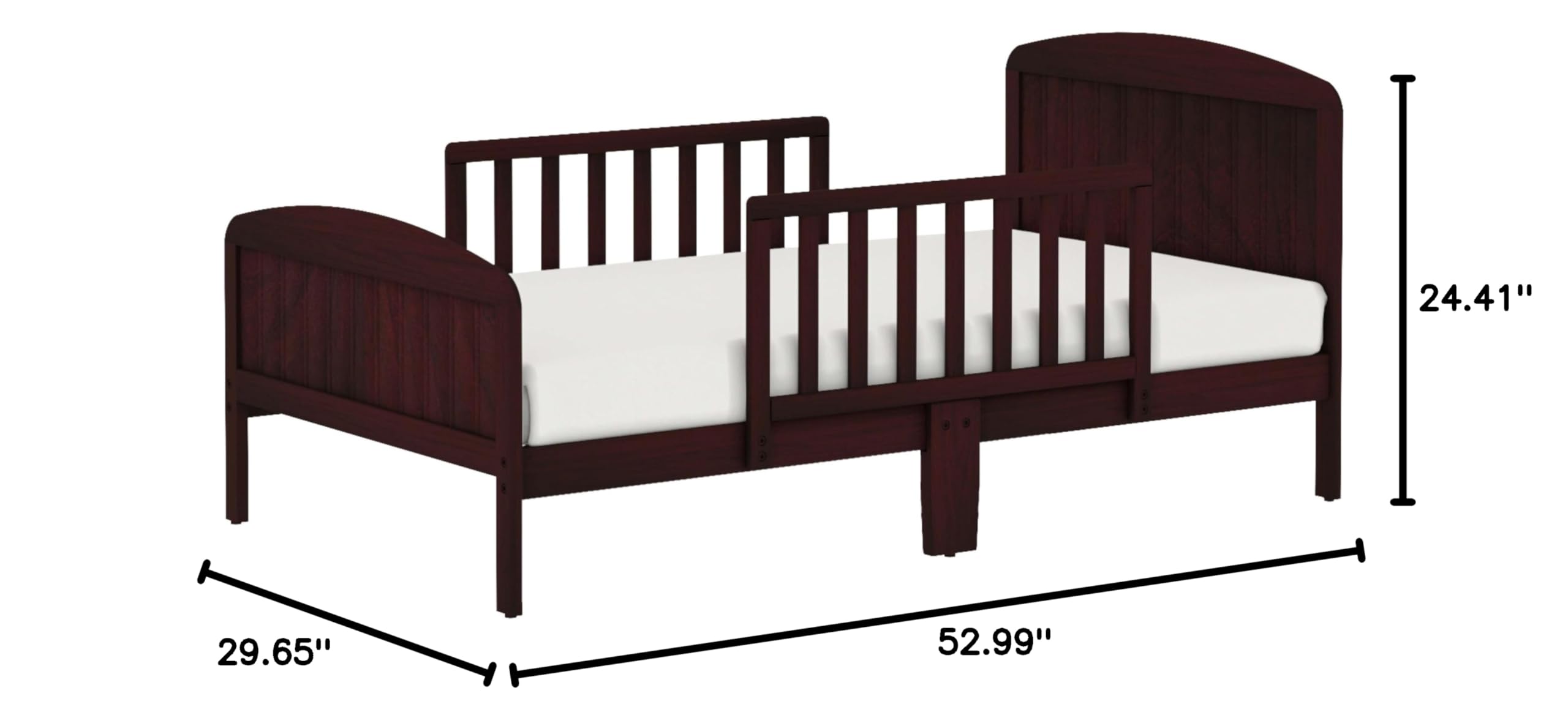 Harrisburg Solid Wood Toddler Bed with Side Rails & 2 Safety Guards - Modern Low Profile Transitional Bed for Kids - Fits Crib Mattress - Espresso Finish - Perfect for Nursery, Daycare or First Big Kid Bedroom