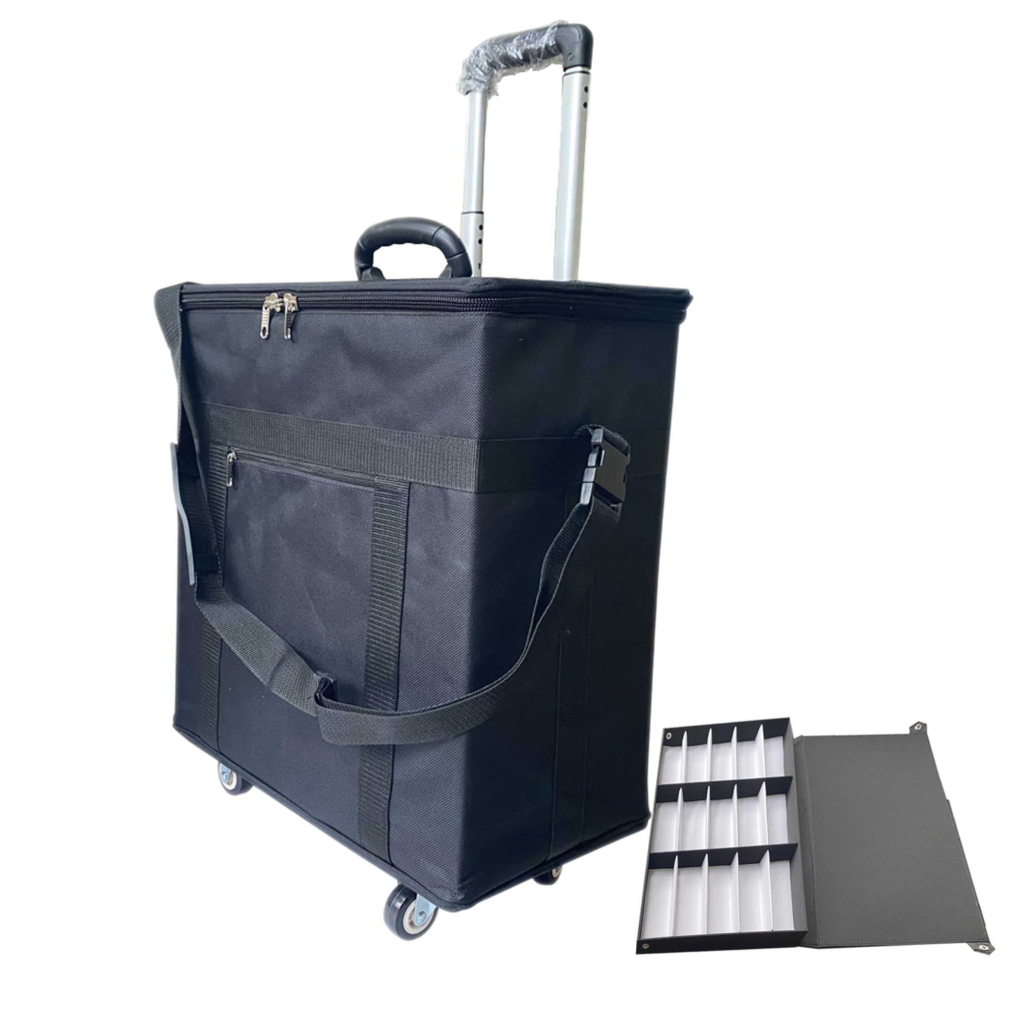 INTSUPERMAI Eyeglasses Storage Organizer - Portable Trolley Case with Individual Eyewear Display Box, Durable Oxford Cloth - Perfect for Opticians, Retail Stores & Home Glasses Organization
