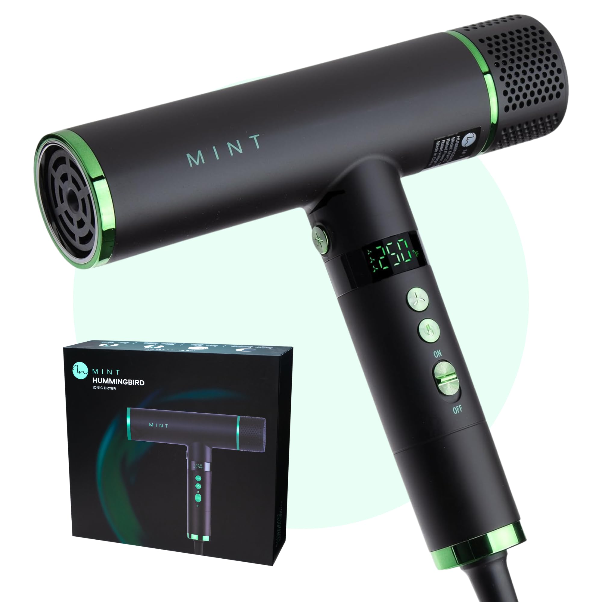 MINT Hummingbird Smart Professional Hair Dryer with Diffuser - Lightweight Blow Dryer with Brushless Motor | High Speed Ionic Hair Dryer with Ultra Quiet BLDC Motor - Perfect for Home, Salon & Travel Use