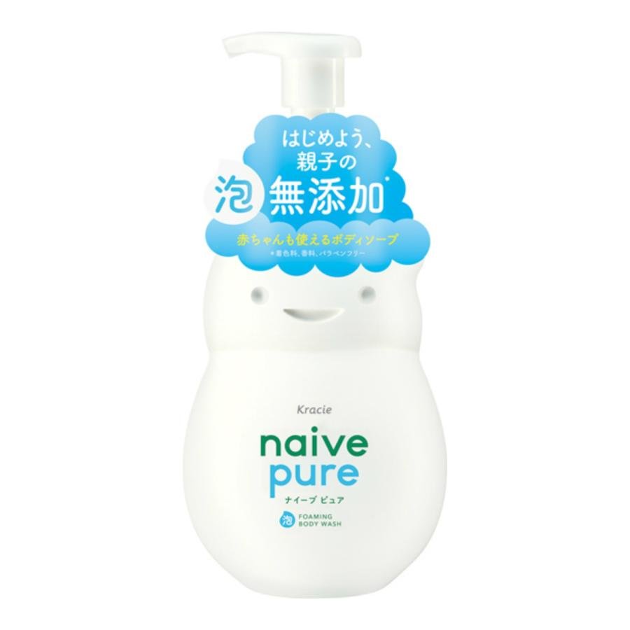 Kracie Naive Pure Plant-Based Foaming Baby Body Wash 18.6oz (550ml) - Gentle Cleansing for Sensitive Skin | Perfect for Newborns & Toddlers Bath Time