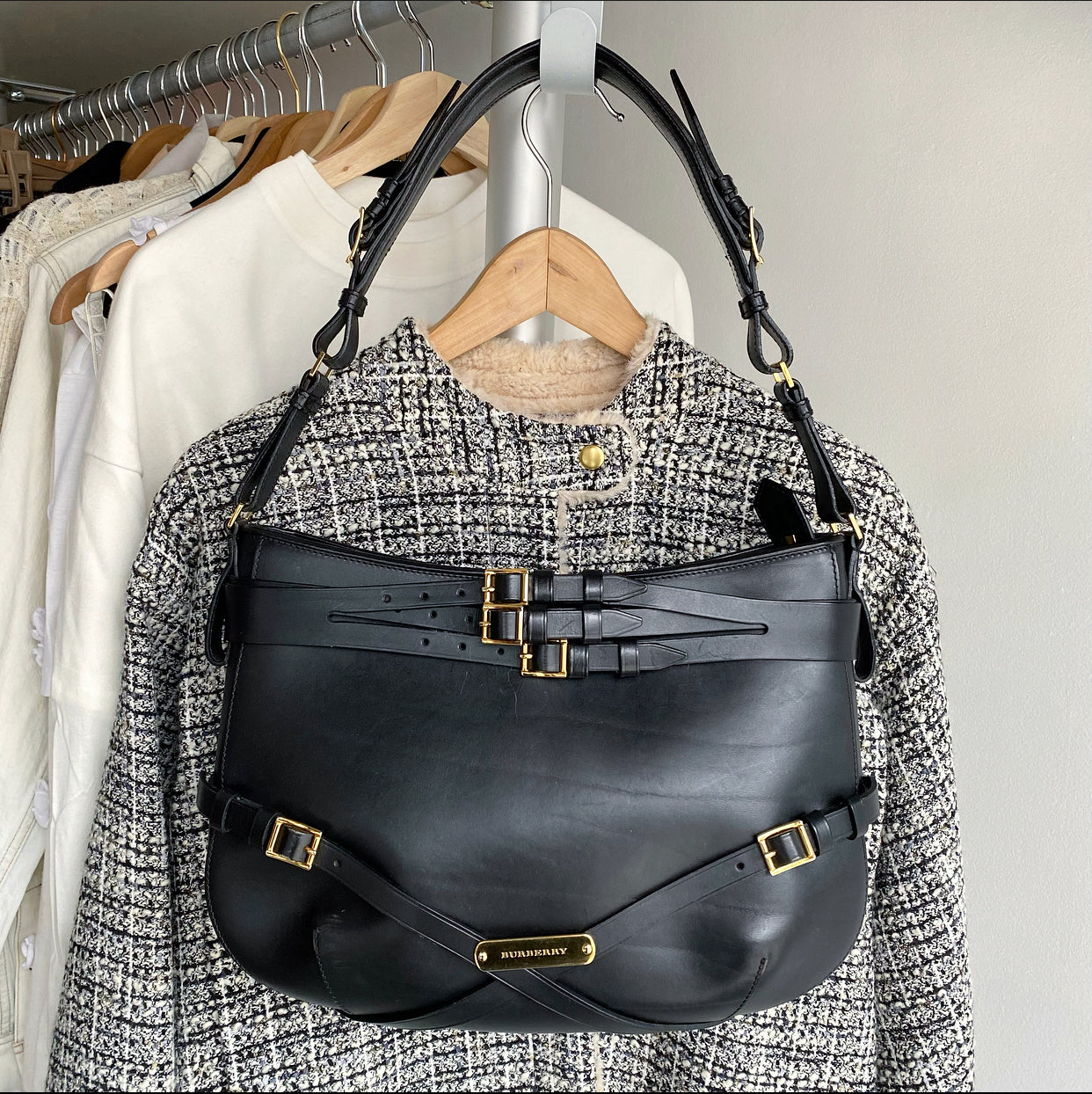 Burberry Black Leather Bridle Hobo Shoulder Bag for Women - Luxury Designer Handbag for Work, Travel & Everyday Use