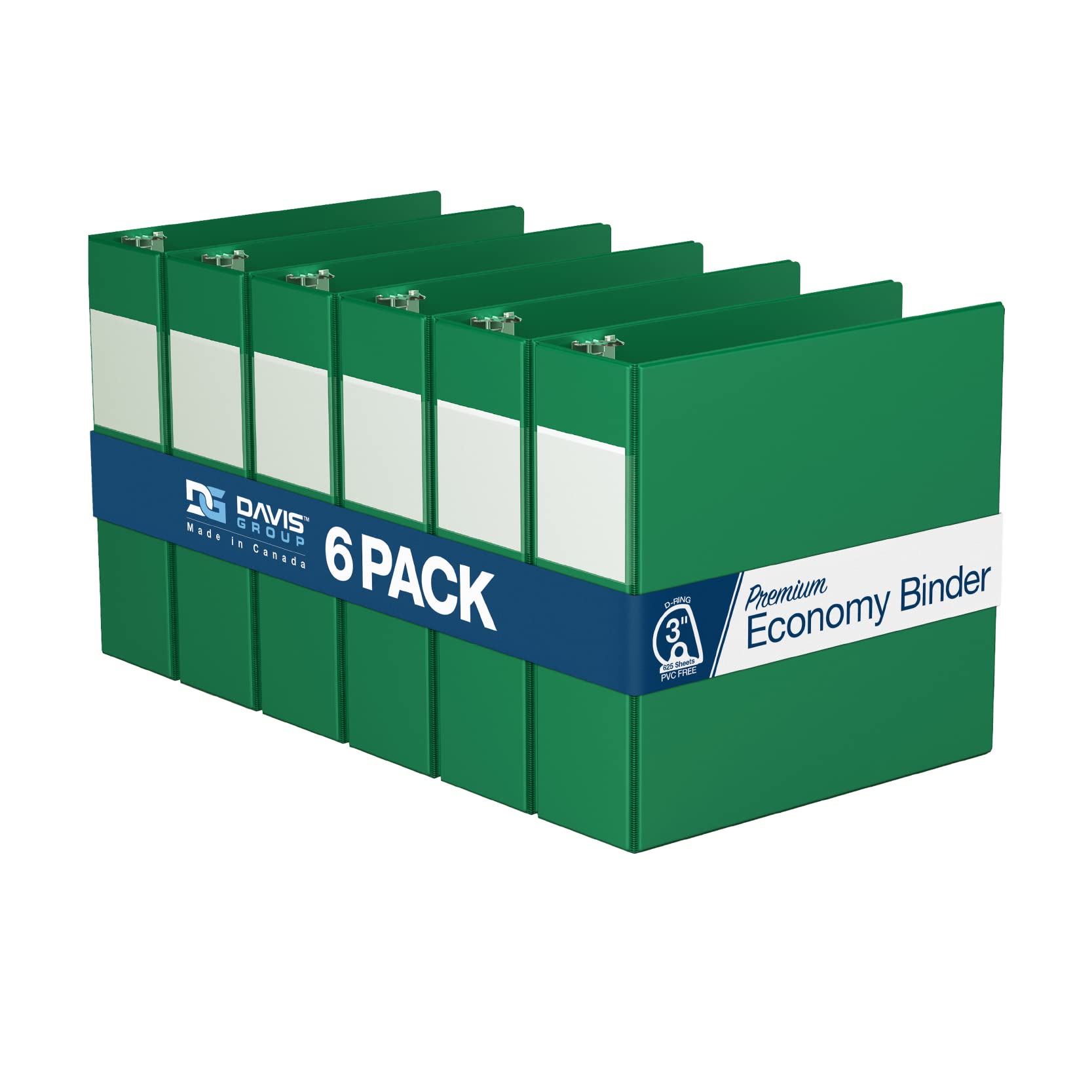 Premium 6-Pack 3-Ring Binders 3 Inch, D-Ring Binders for School Office Supplies, Green - Perfect for Organizing Documents, Reports, and Presentations in Classroom or Workplace