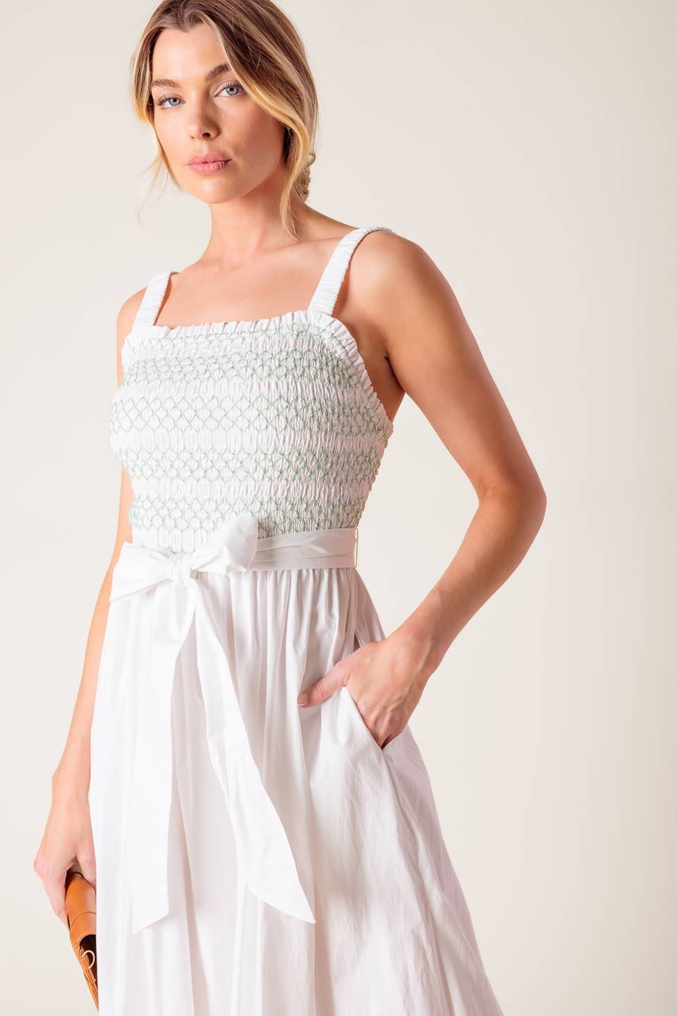 MINA Embroidered Midi Dress in Off White - Elegant Boho Style for Summer Parties & Casual Outings
