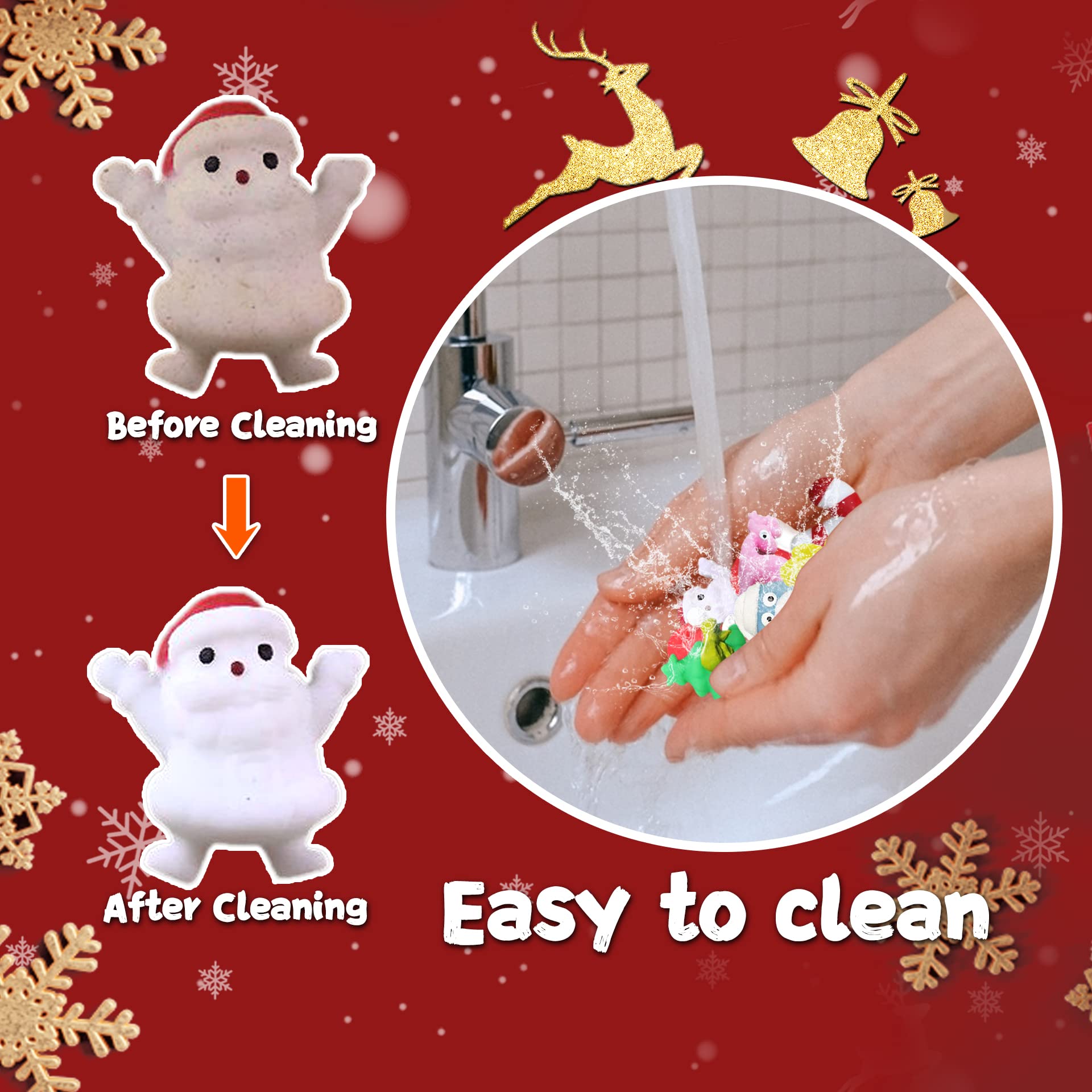 48Pcs Christmas Squishy Toys for Kids - Soft Mochi Stress Relief Sensory Toys, Classroom Prizes, Party Favors, Pinata Fillers, Stocking Stuffers - Perfect for Holiday Gifts, School Rewards & Stress Relief for Boys and Girls
