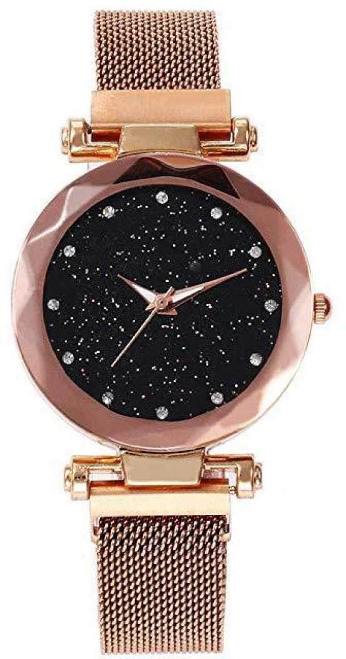 Fuerdanni Women's Luxury Mesh Magnetic Buckle Starry Sky Quartz Watch - Galaxy Black | Elegant Fashion Accessory for Office, Party & Everyday Wear