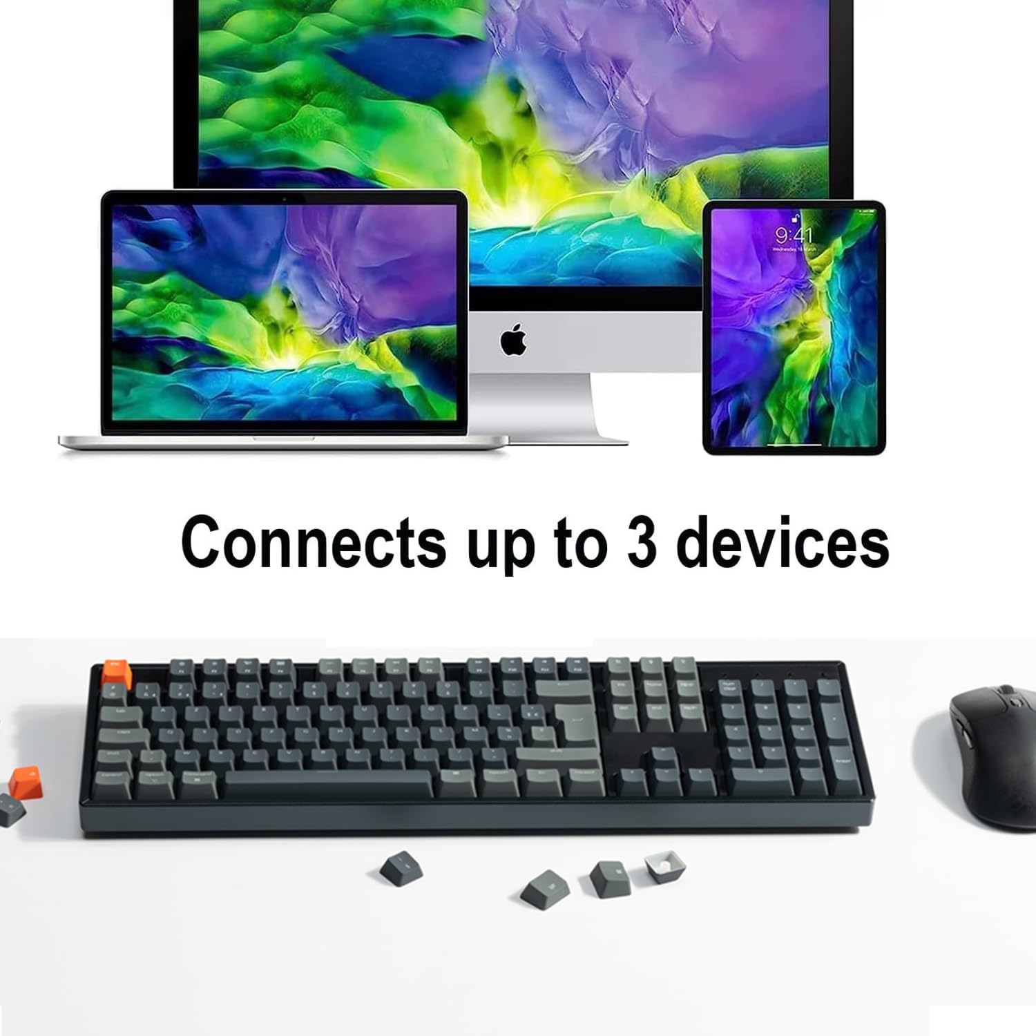 Keychron K10 Wireless Mechanical Gaming Keyboard - Full Size Bluetooth/Wired RGB Backlit, Aluminum Frame, Gateron G Pro Red Switch for Mac/Windows - Perfect for Office Work, Gaming & Programming