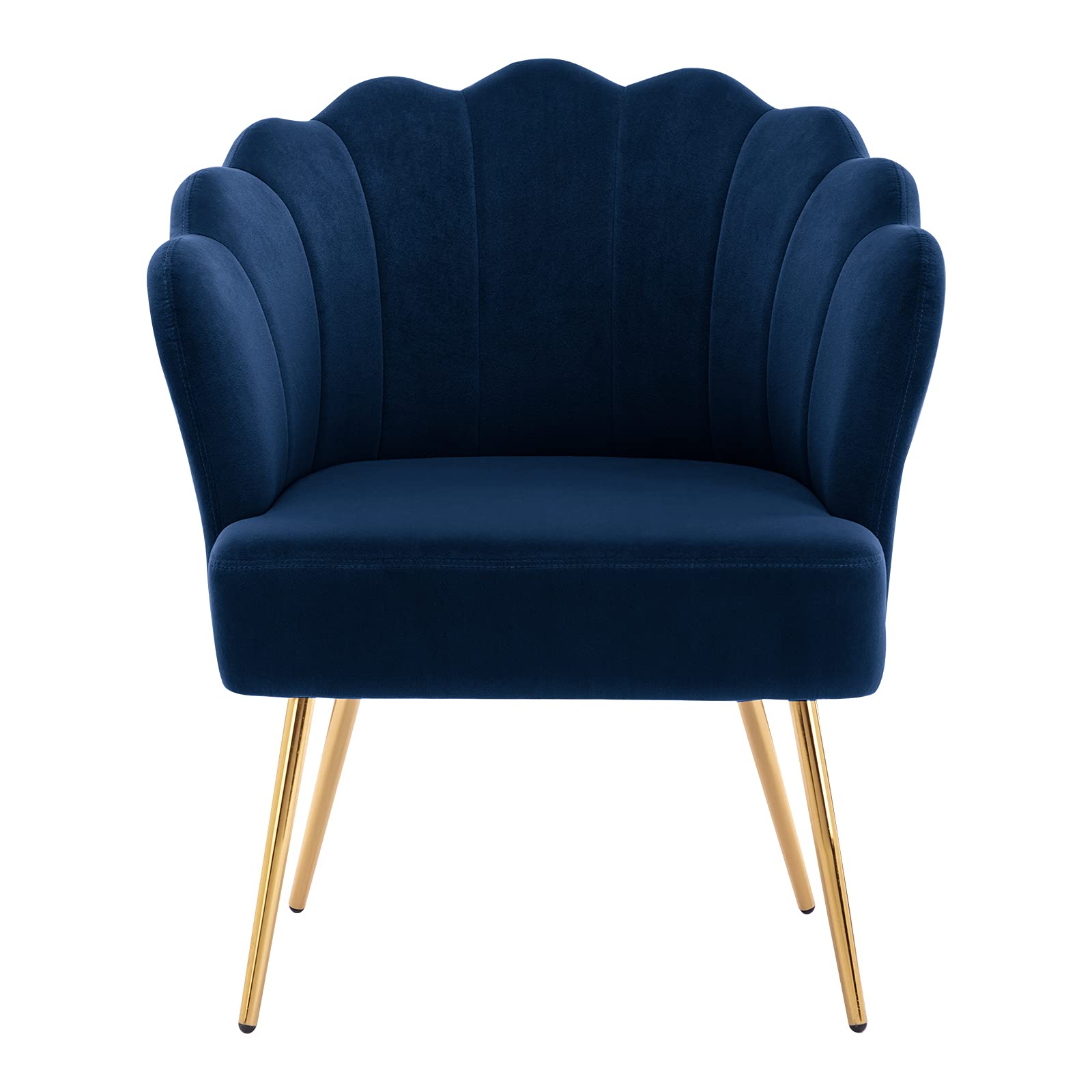 DUHOME Velvet Upholstered Accent Chair with Golden Metal Legs - Comfortable Makeup Vanity Chair, Desk & Reception Chair for Living Room, Bedroom, Office - Perfect for Home Decor, Guest Seating & Beauty Stations (Blue)