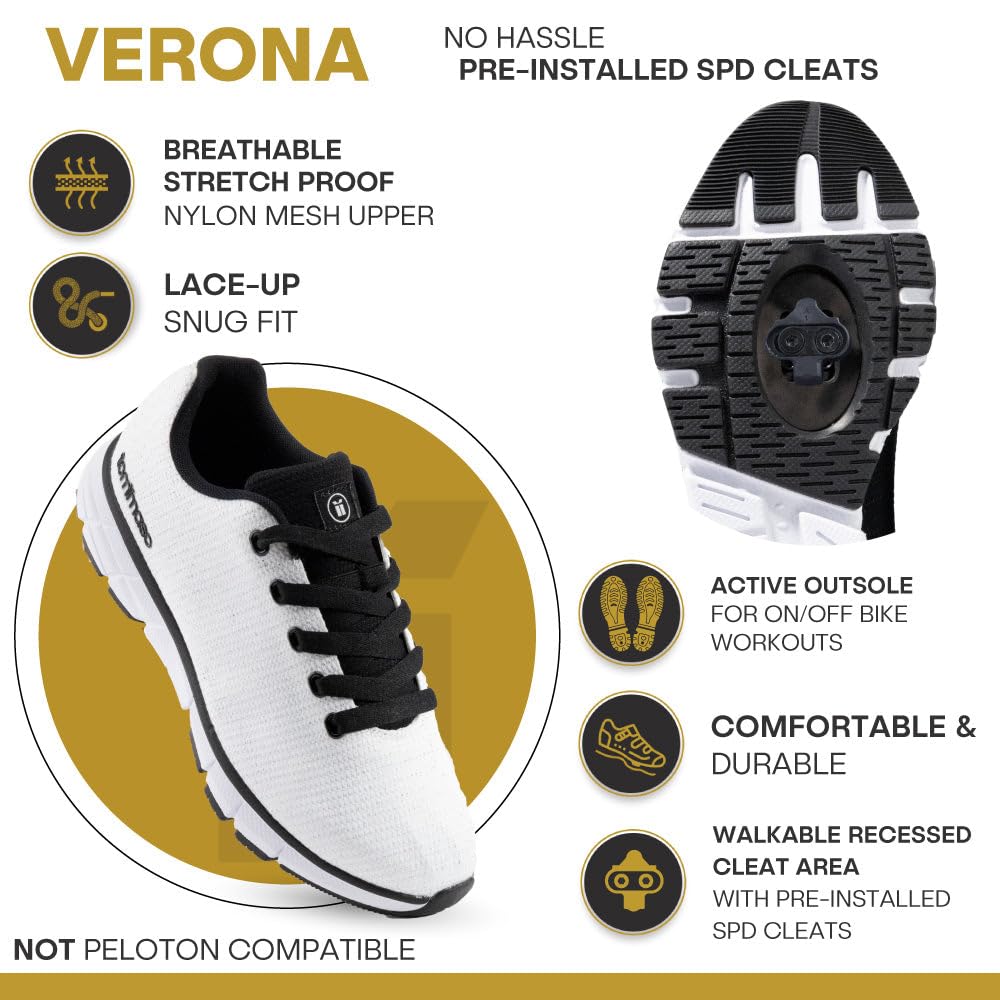 Tommaso Women's SPD Cycling Shoes - Lightweight Road & Indoor Bike Shoes with Cleats - Perfect for Peloton, Spin Class & Outdoor Riding