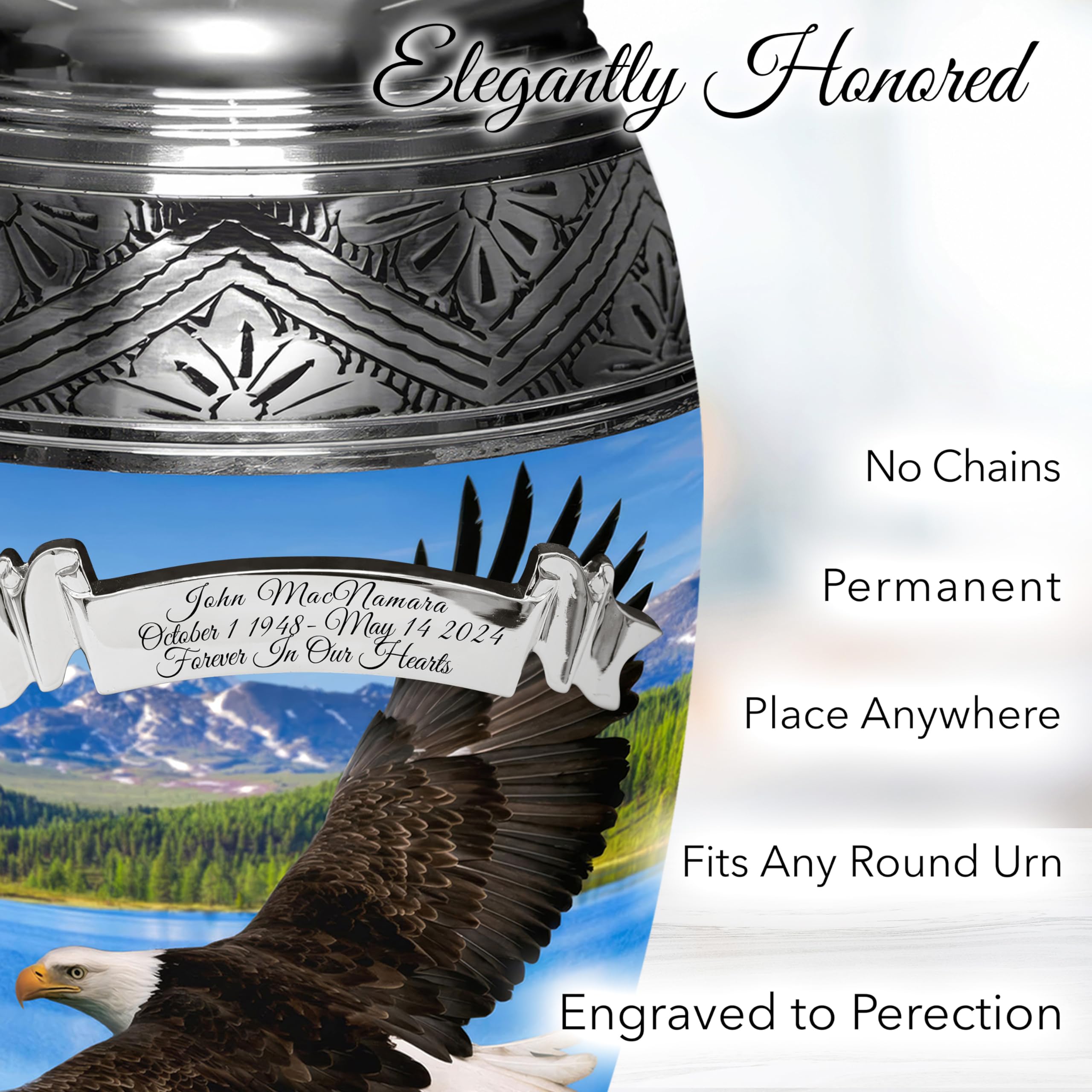 Extra Large Majestic Eagle Cremation Urn for Adult Male Ashes - Personalized Handcrafted Decorative Urn for Human Ashes - Perfect for Memorials, Home Display & Funeral Services