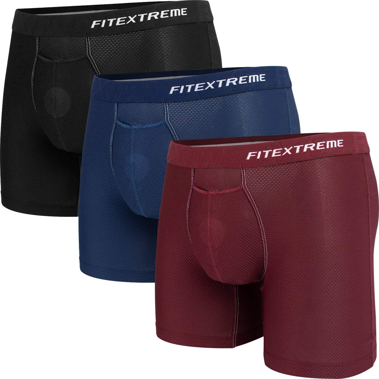 Breathable Waffle Mesh Men's Boxer Briefs with Separate Pouch & Open Fly - 3 Pack Multipack - Comfortable Underwear for Workout, Travel & Daily Wear