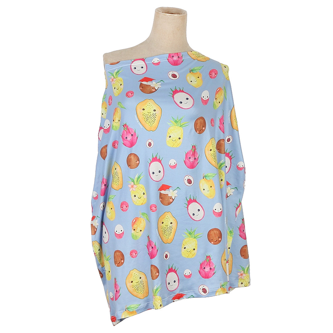 Hawaiian Fruits Print Baby Nursing Car Seat Cover - Soft & Breathable Infant Car Seat Canopy for Sun & Wind Protection - Perfect for Travel, Shopping & Outdoor Activities