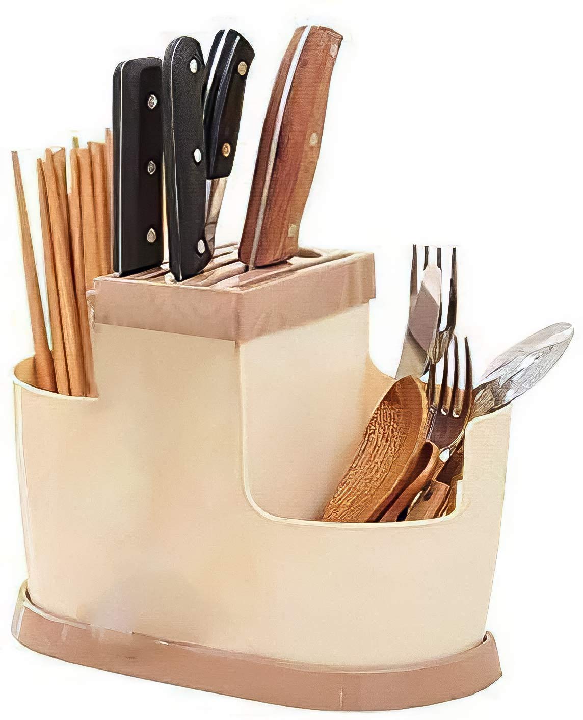POXEFLIP Stainless Steel Kitchen Cutlery Organizer - Knife, Spoon, Fork, Chopsticks & Scissors Holder - Space Saving Countertop Storage for Modern Kitchens - Perfect for Small Apartments & Organized Cooking Spaces