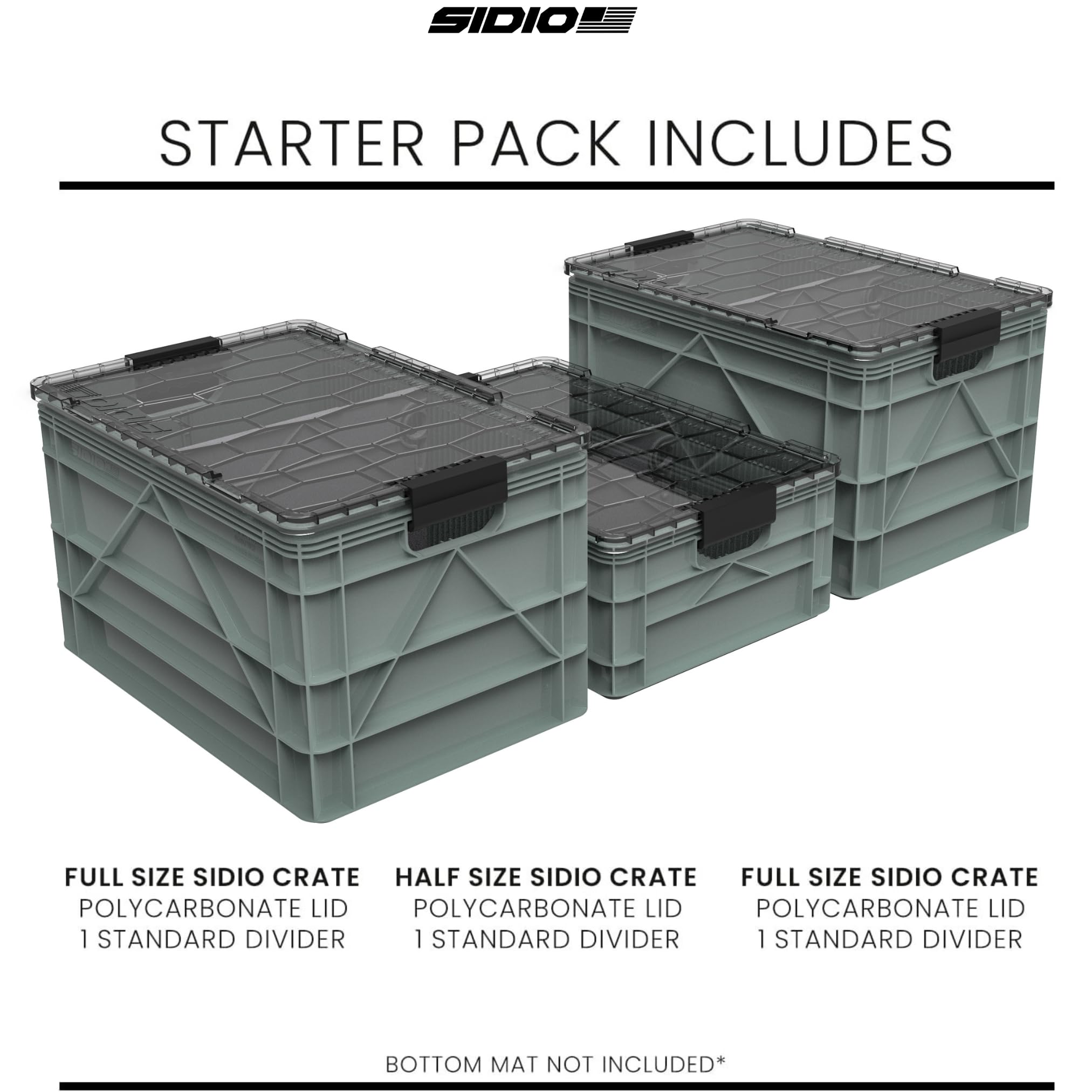 Heavy Duty Stackable Storage Bins with Lids - 2 Full Size & 1 Half Size Organizer Totes for Home, Office, Garage - Durable Plastic Containers with Dividers for Closet, Pantry, and Outdoor Storage